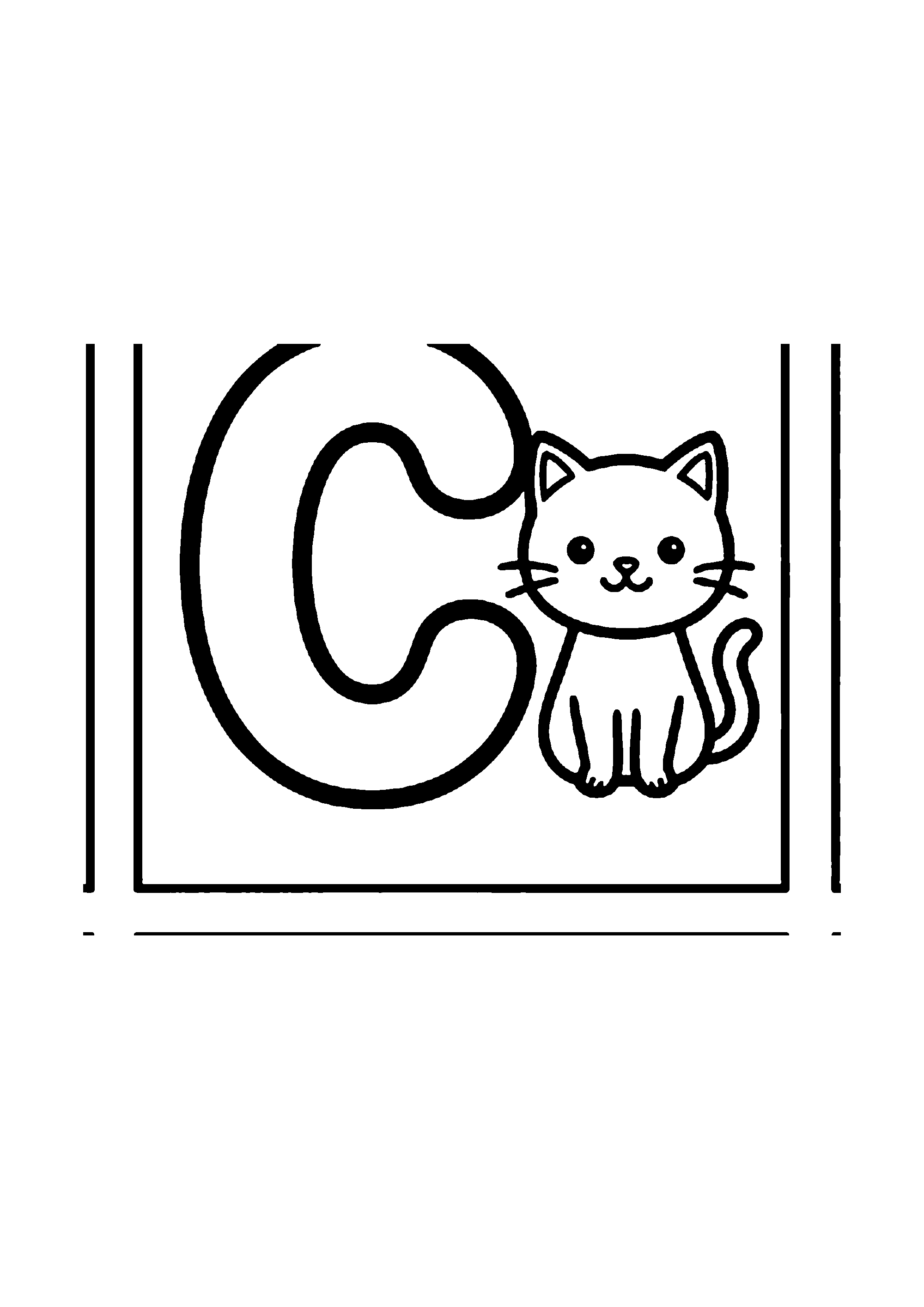 Coloriage aux contours nets : Lettre E Majuscule et Éléphant