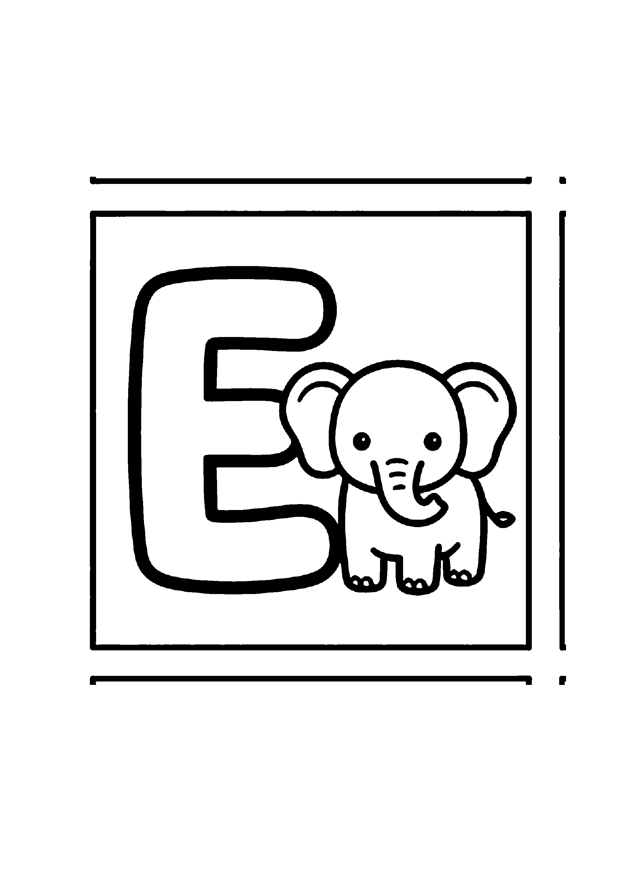 Coloriage aux contours nets : Lettre G Majuscule et Girafe