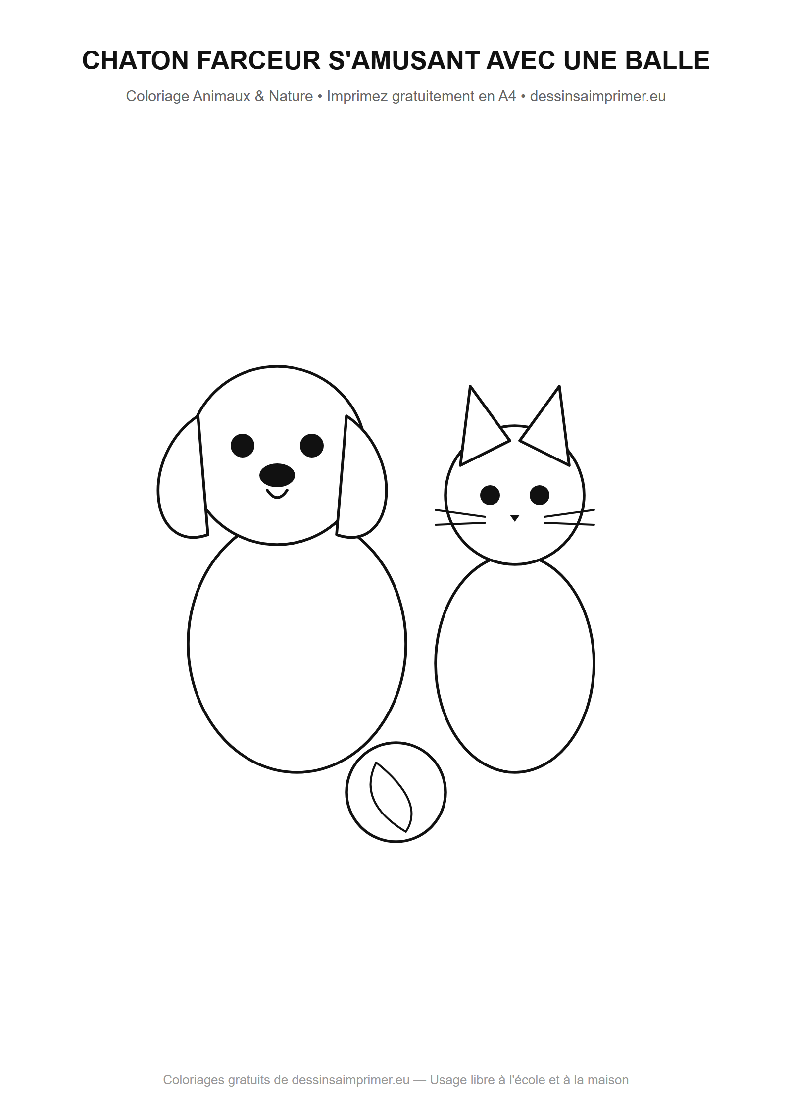 Aperçu coloriage Chaton et Chiot Jouant avec une Pelote de Laine