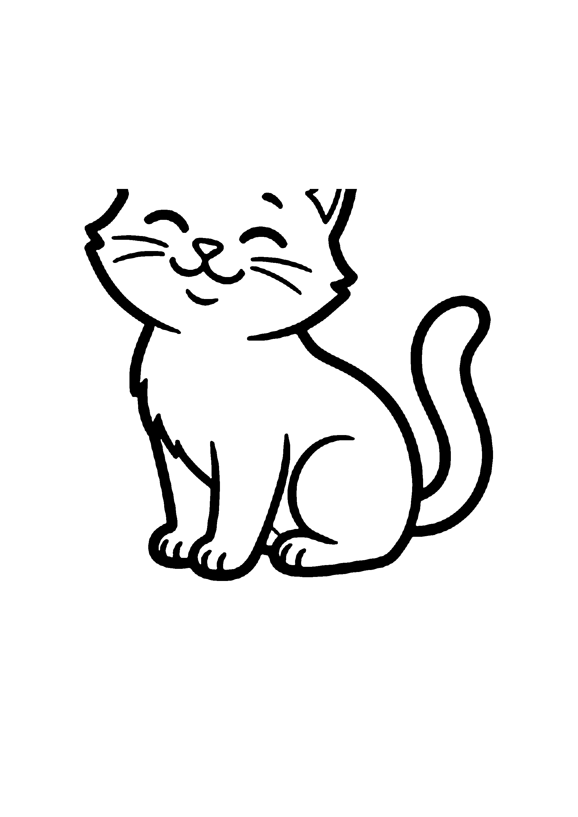 Coloriage aux contours nets : Chat Tigré Endormi en Rond sur un Coussin