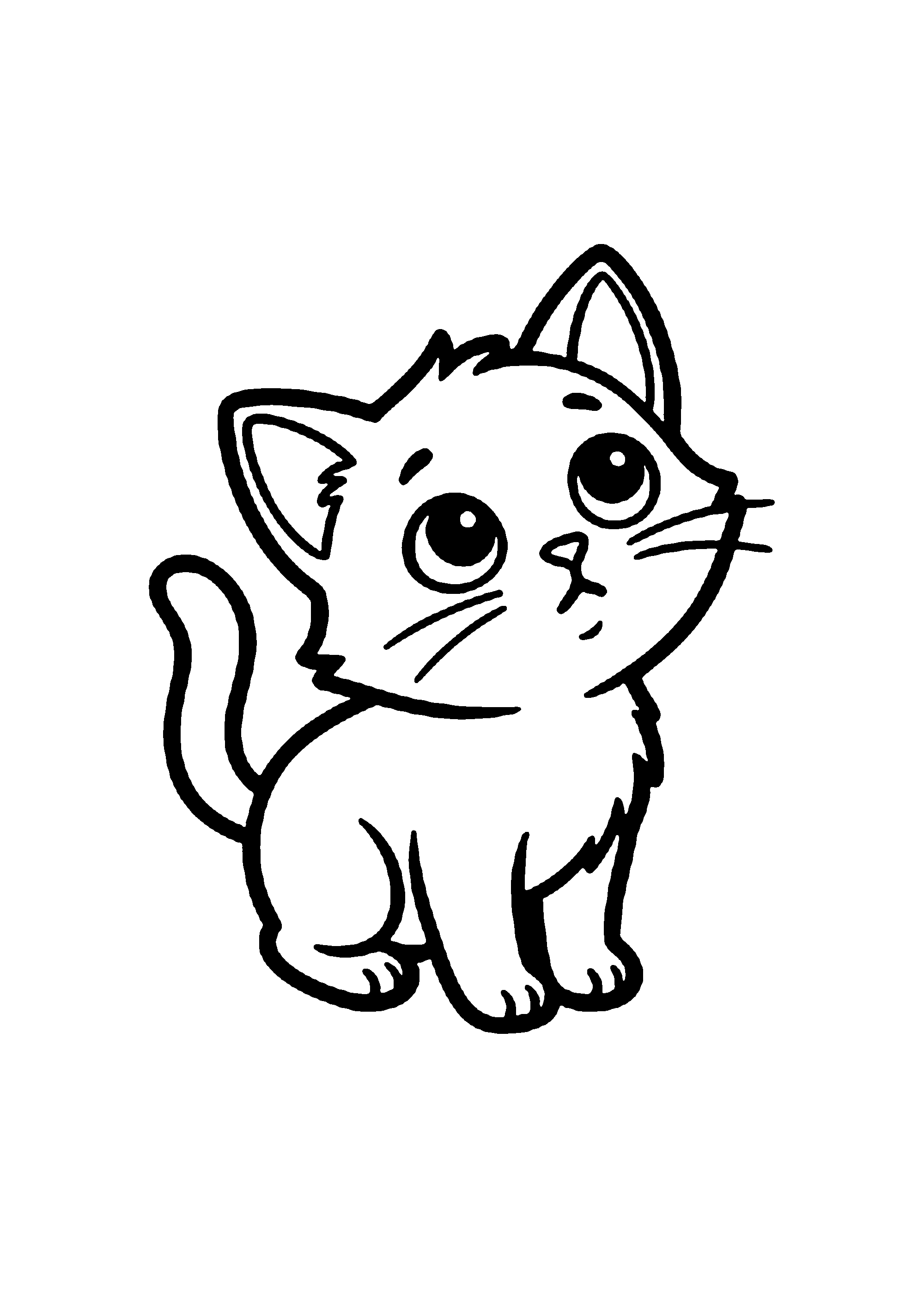 Coloriage aux contours nets : Chat Majestueux aux Grands Yeux Ronds