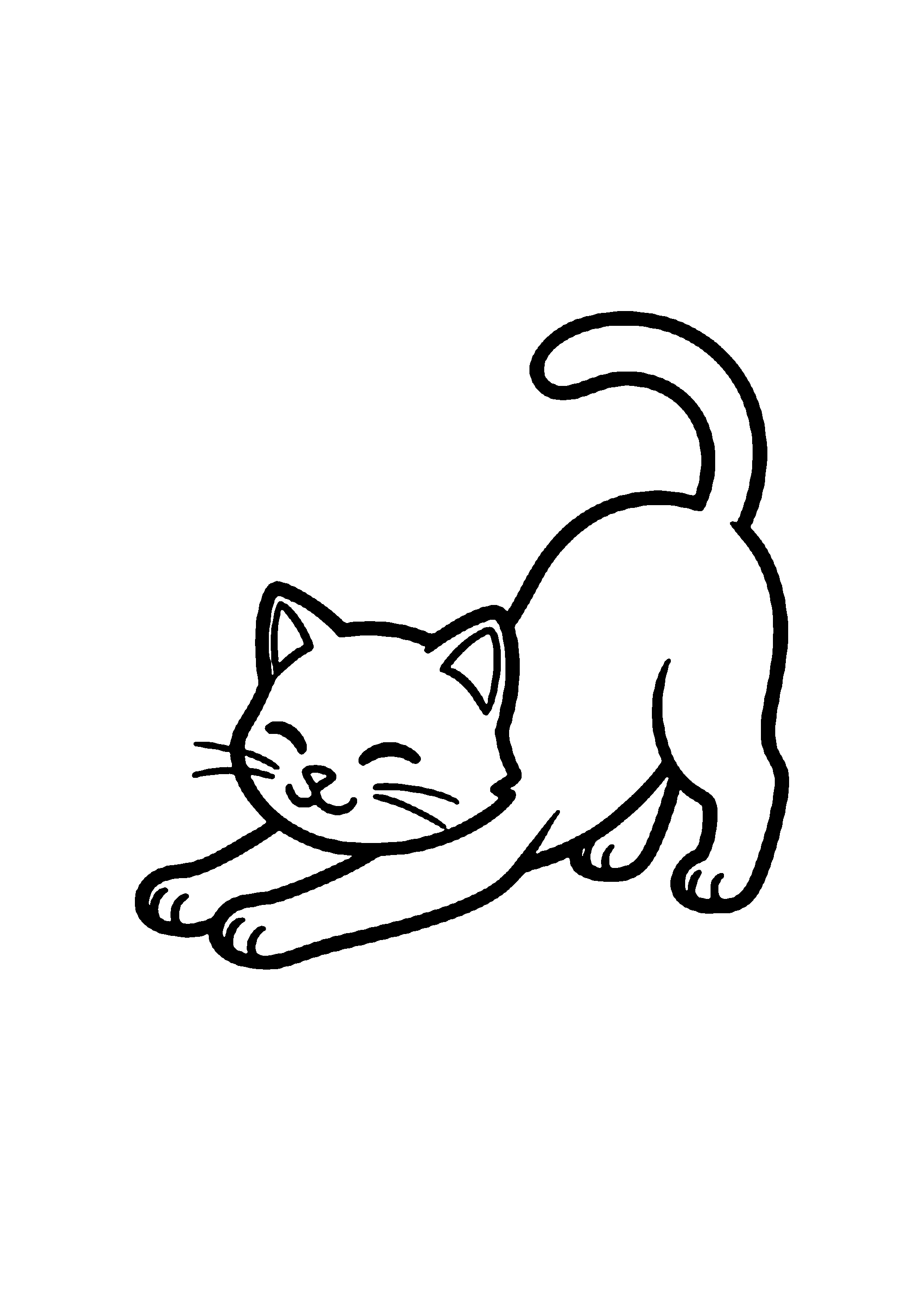 Coloriage aux contours nets : Chaton Tout Doux Serrant son Jouet
