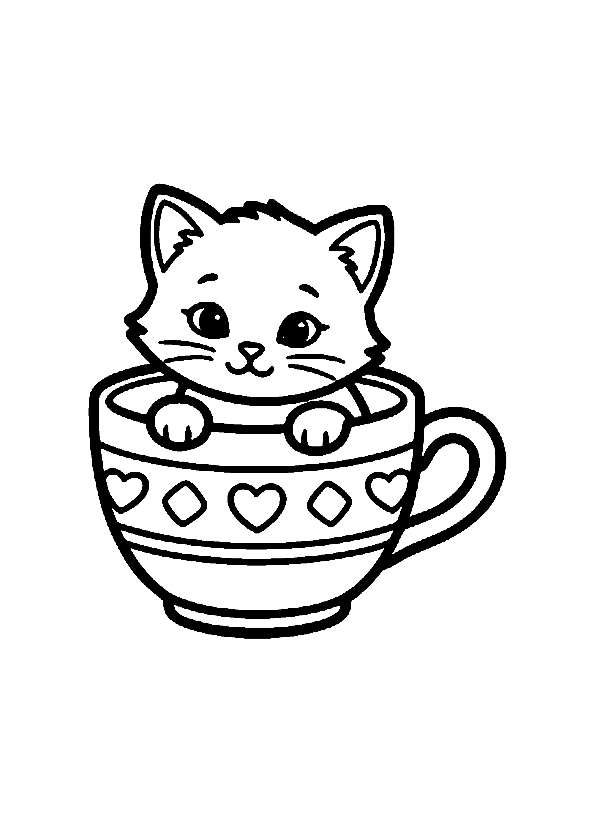 Coloriage aux contours nets : Chaton Rigolo Déroulant un Rouleau de Ficelle