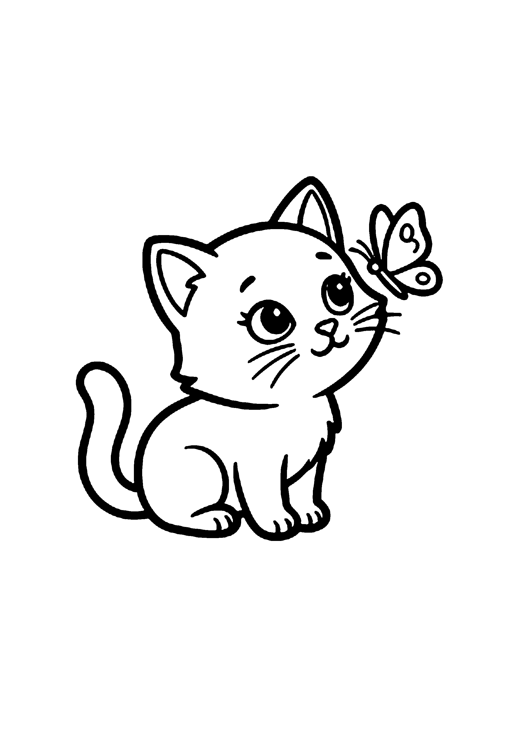 Coloriage aux contours nets : Duo de Chatons Frères Câlinant Ensemble