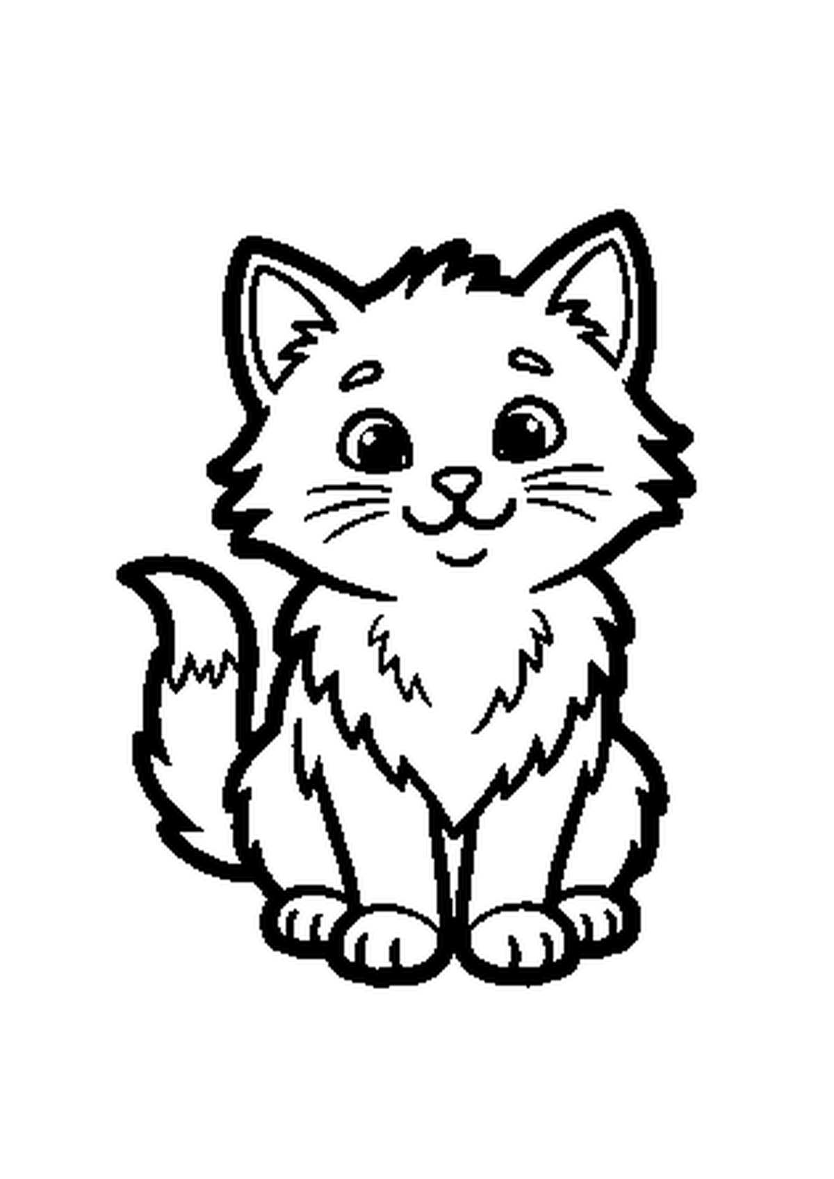 Coloriage aux contours nets : Chat Découvrant une Coccinelle