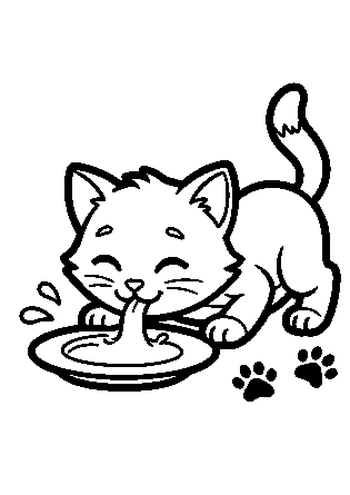Coloriage aux contours nets : Chaton Curieux Devant un Aquarium