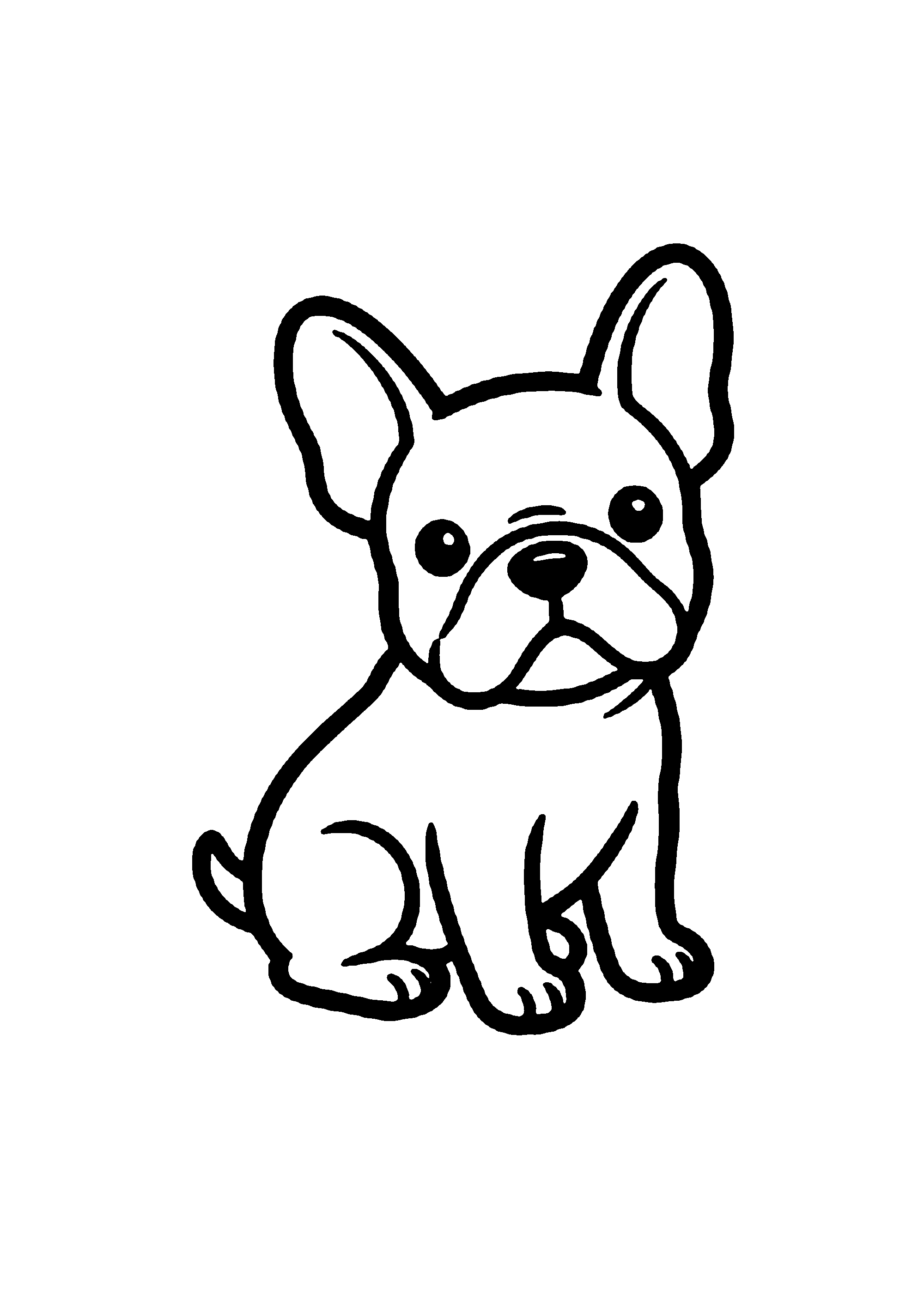 Coloriage aux contours nets : Chiot Bouledogue Français Espiègle