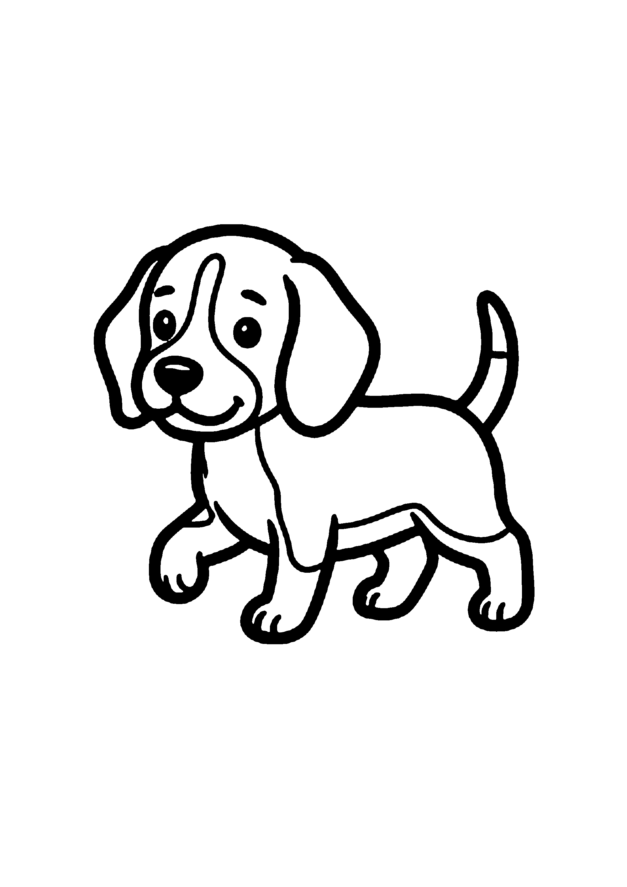 Coloriage aux contours nets : Adorable Chiot Beagle avec ses Longues Oreilles
