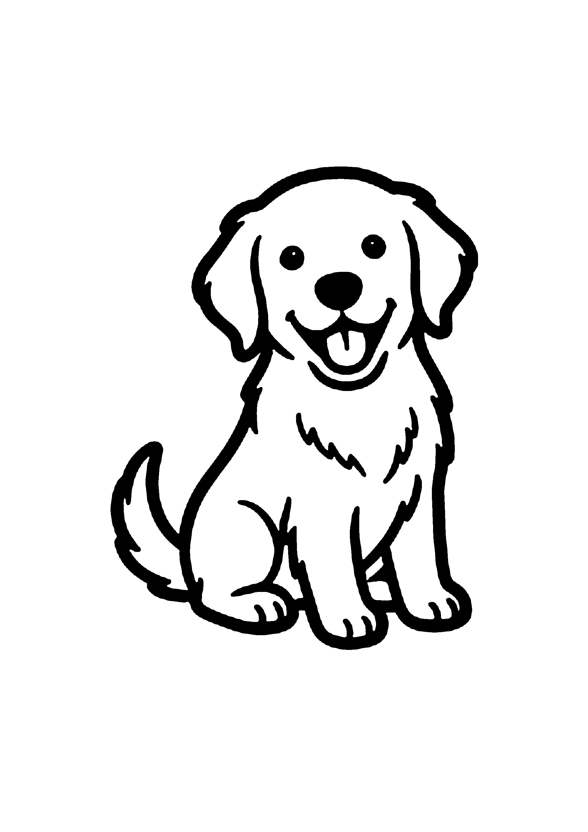 Coloriage aux contours nets : Chiot Berger Blanc Suisse Curieux