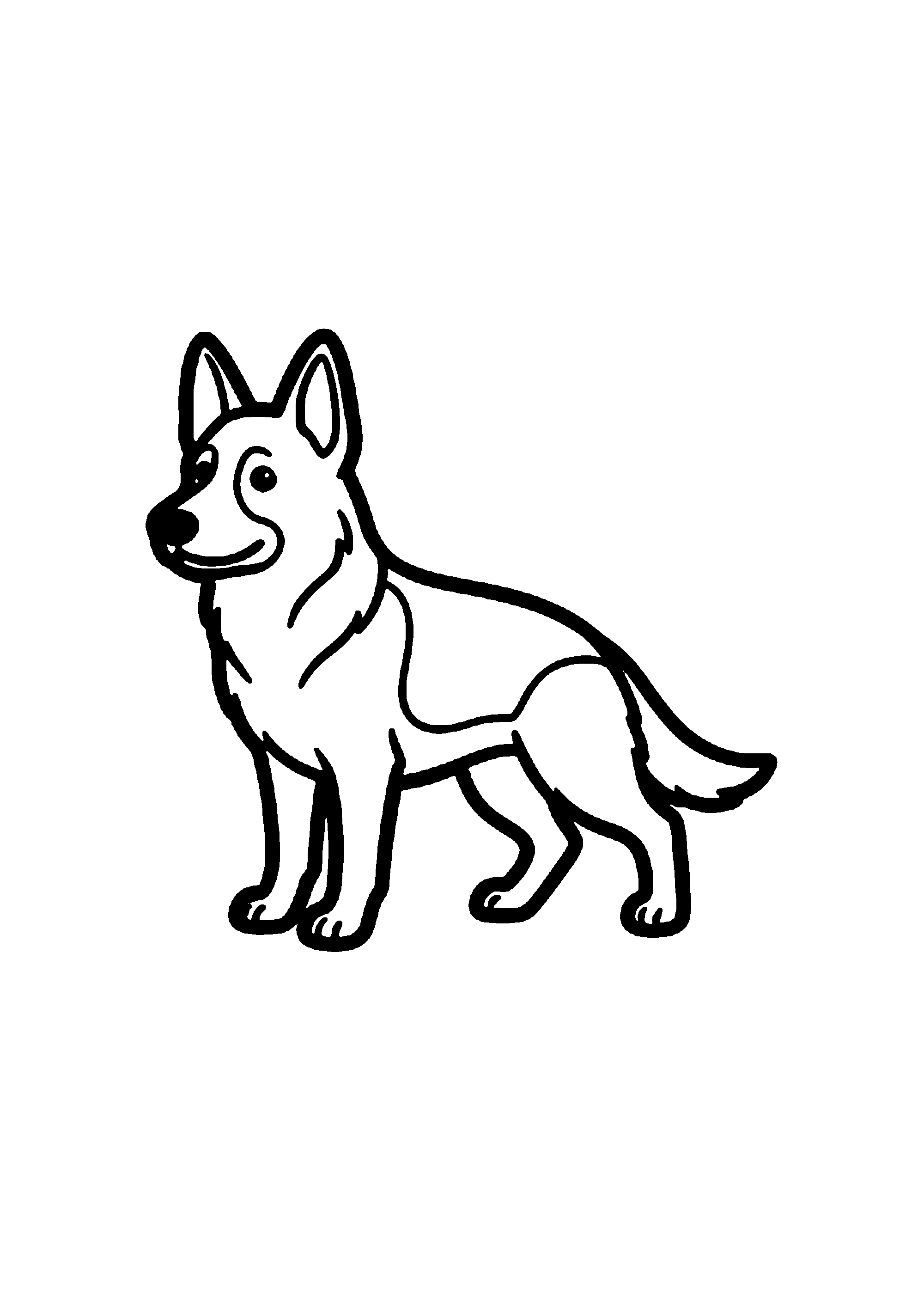 Coloriage aux contours nets : Chiot Husky Sibérien aux Yeux Vifs