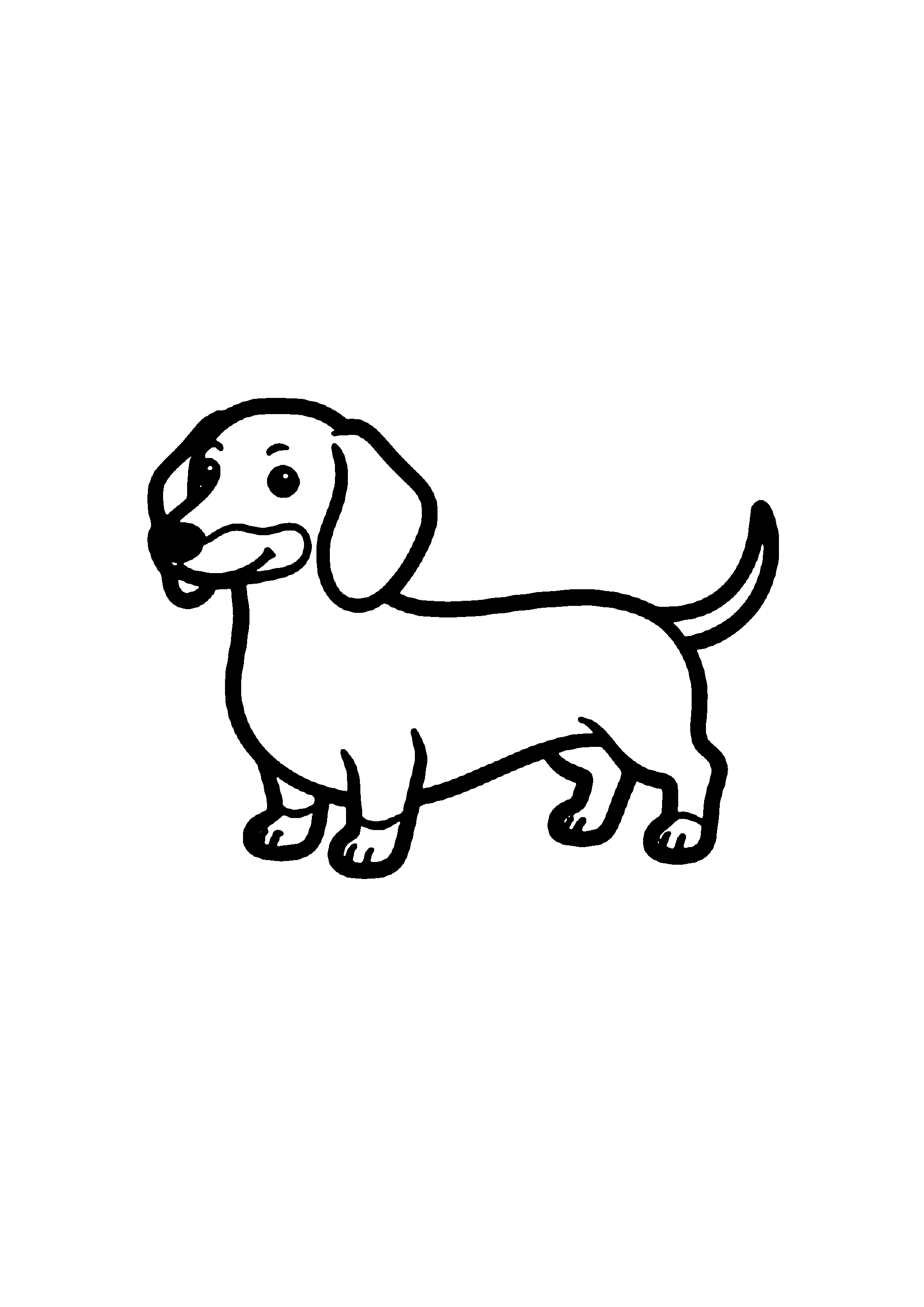 Coloriage aux contours nets : Chiot Teckel Rusé à Poil Ras