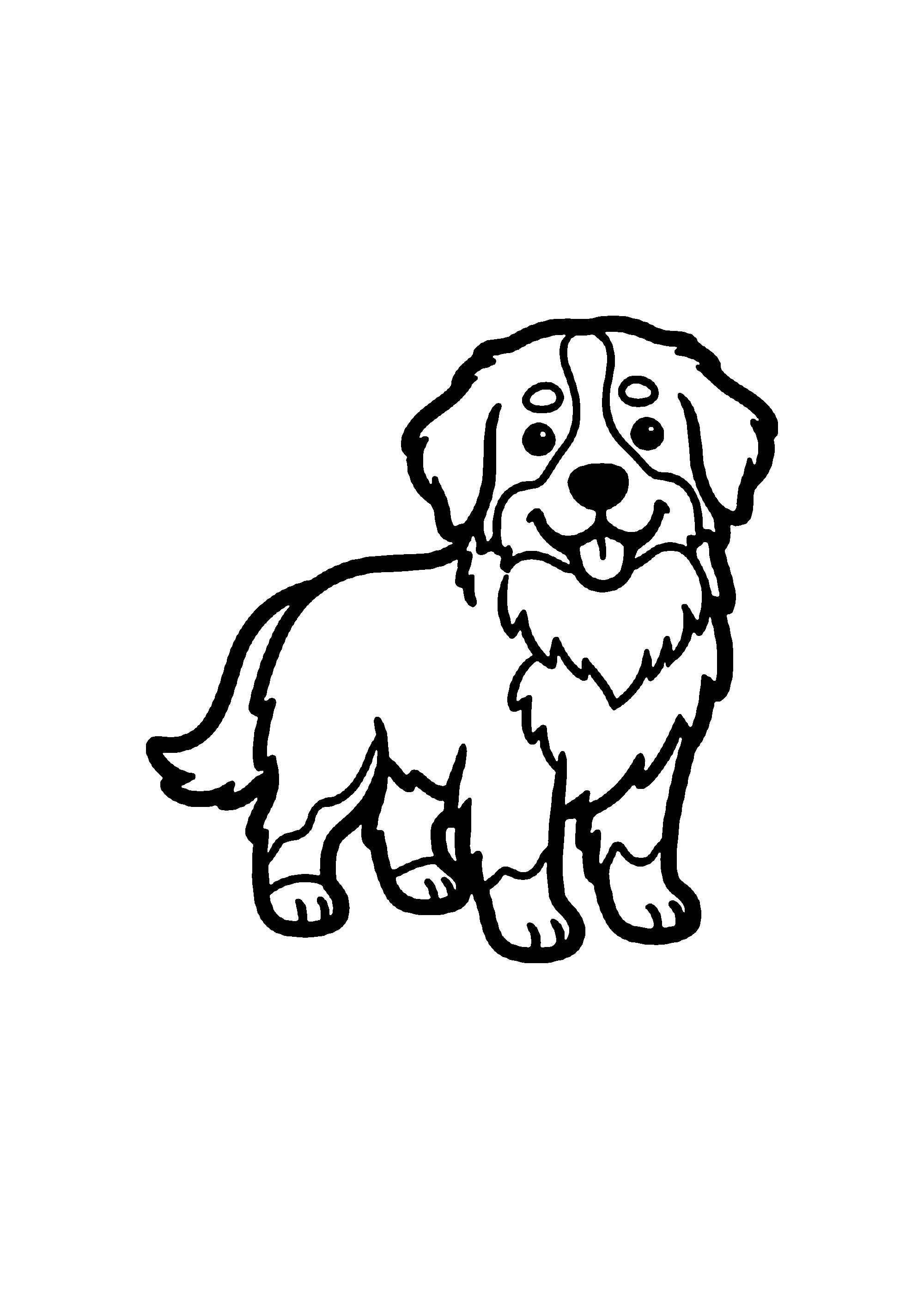 Coloriage aux contours nets : Chiot Samoyède Souriant Blanc comme Neige