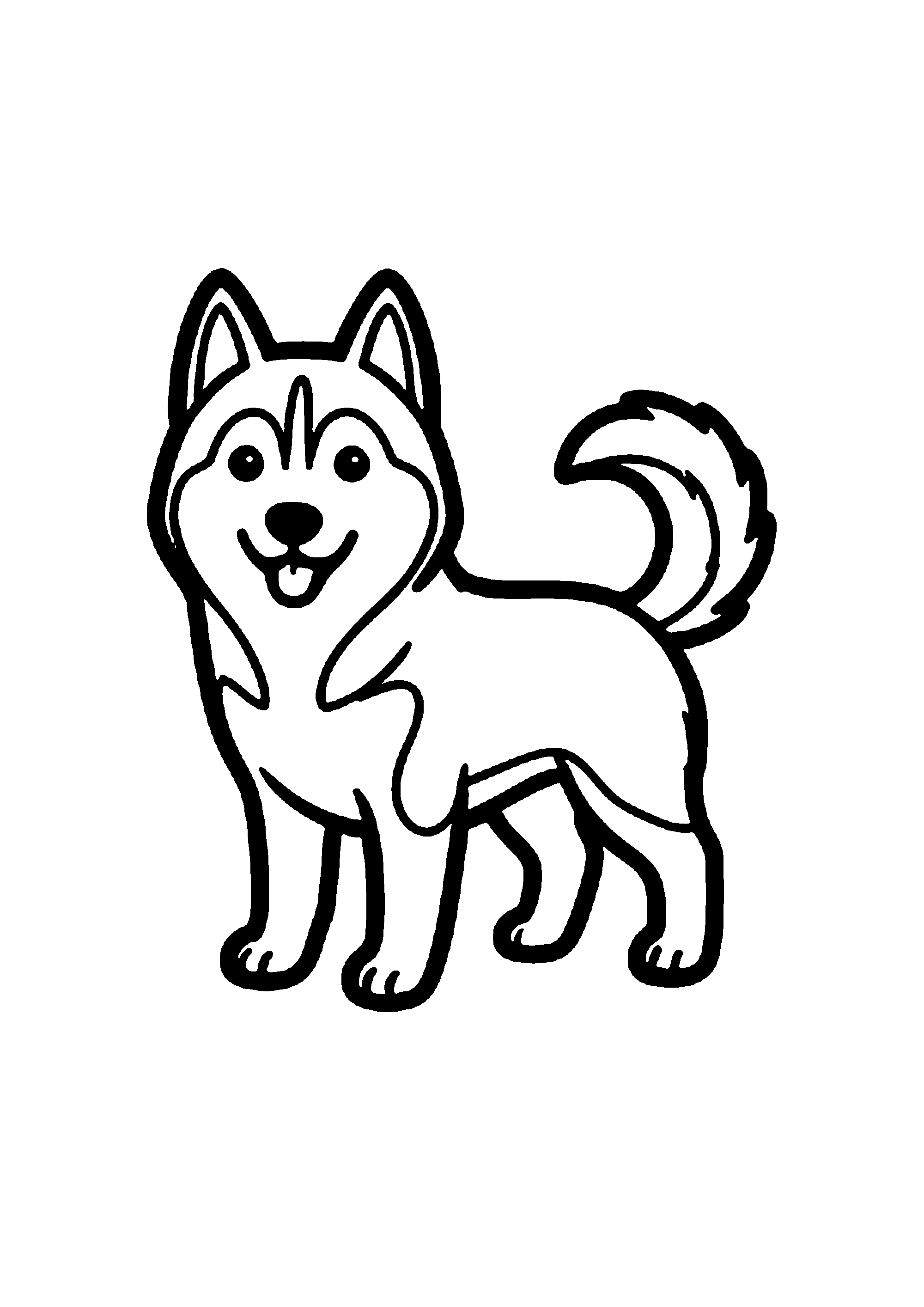 Coloriage aux contours nets : Chiot Boxer Athlétique Prêt à Jouer