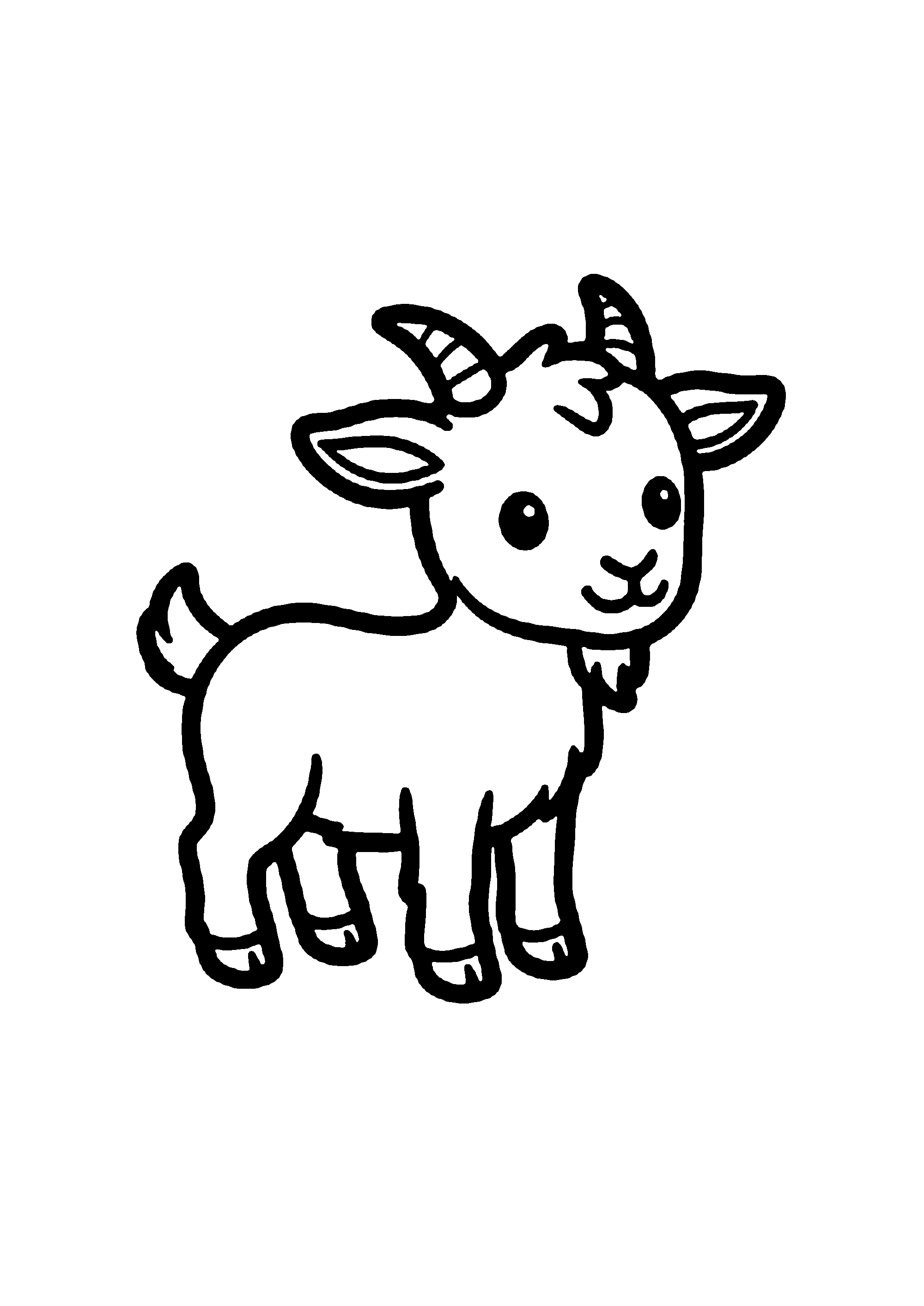 Coloriage aux contours nets : Chevreau Espiègle Bondissant sur la Ferme