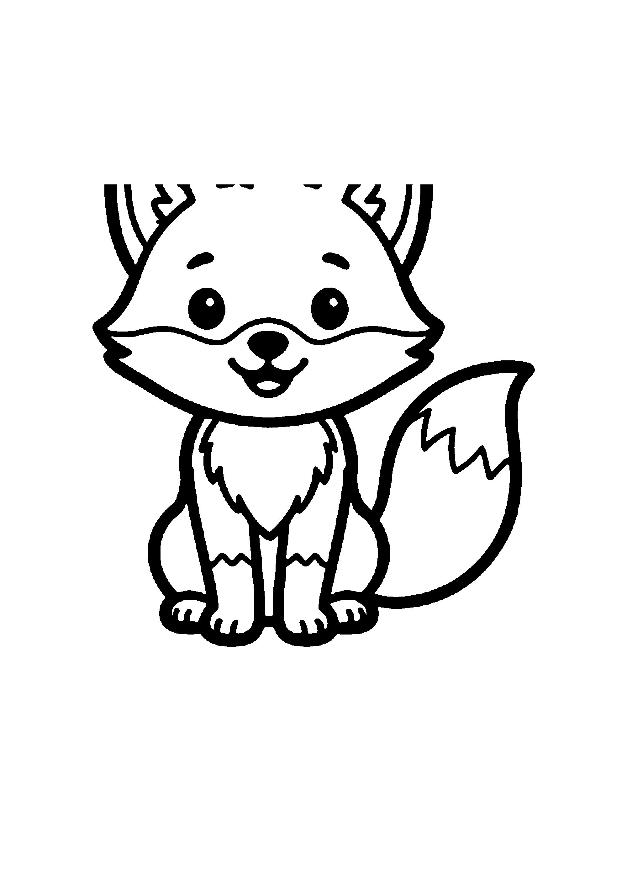Coloriage aux contours nets : Bébé Renard Agile au Cœur des Bois