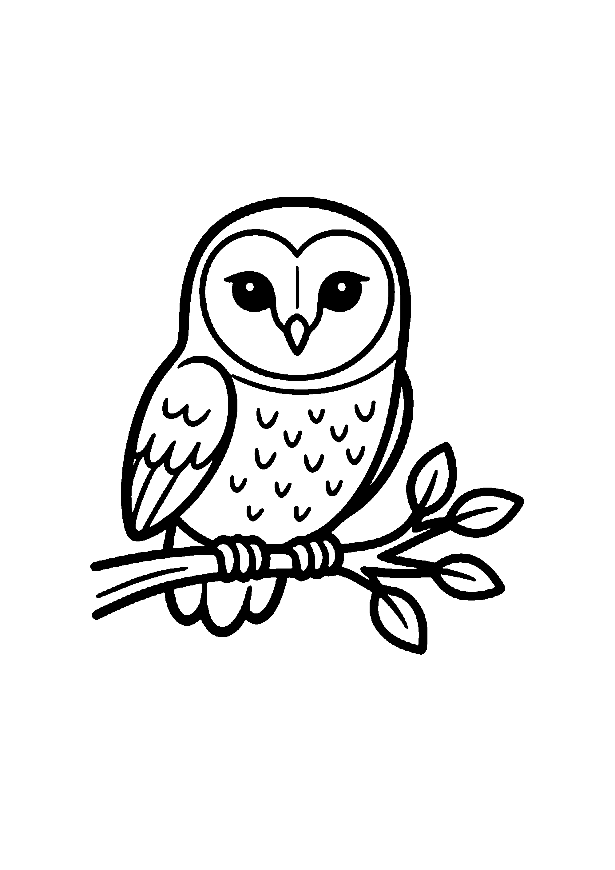 Coloriage aux contours nets : Hibou Savant aux Grands Yeux Ronds