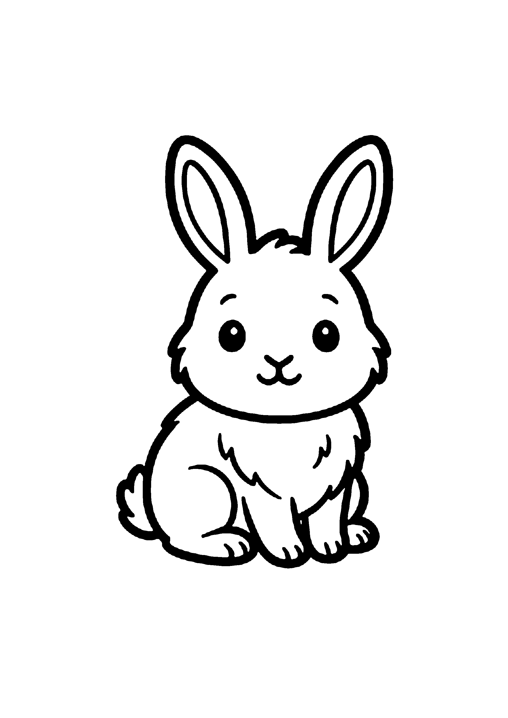 Coloriage aux contours nets : Lapin Sauvage Caché dans la Mousse