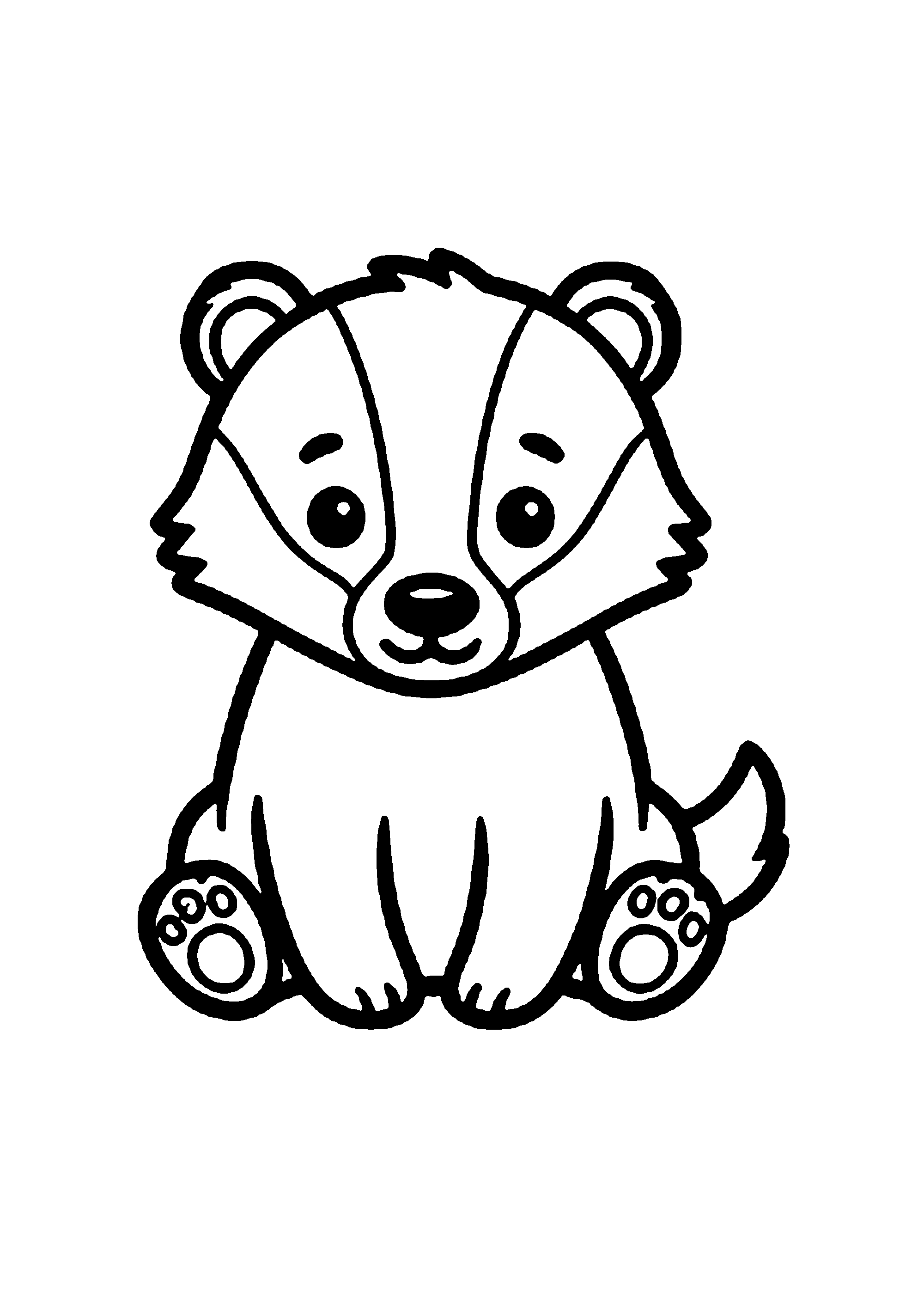 Coloriage aux contours nets : Blaireau Curieux dans son Terrier