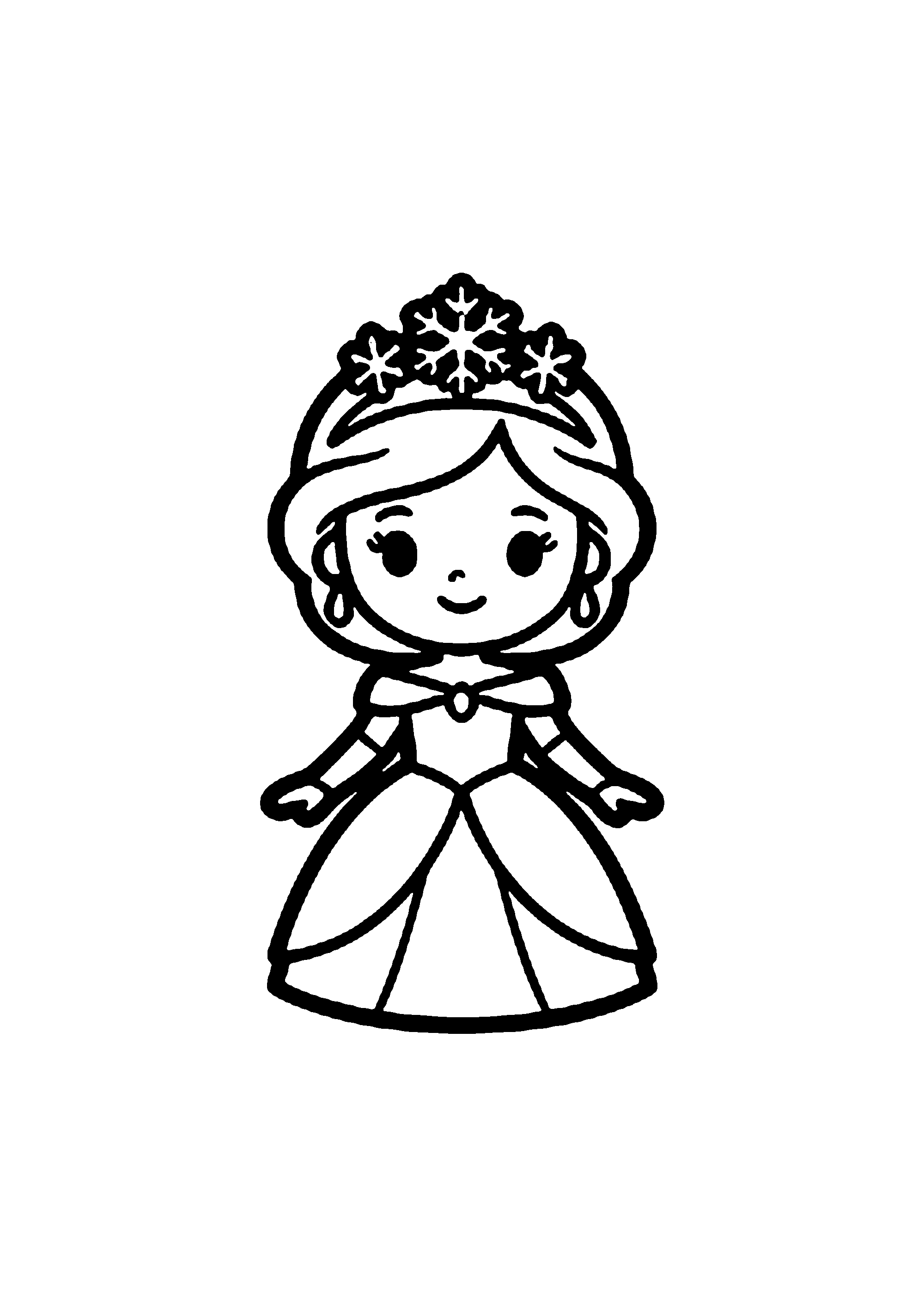 Coloriage aux contours nets : Princesse des Glaces avec Diadème Cristallin