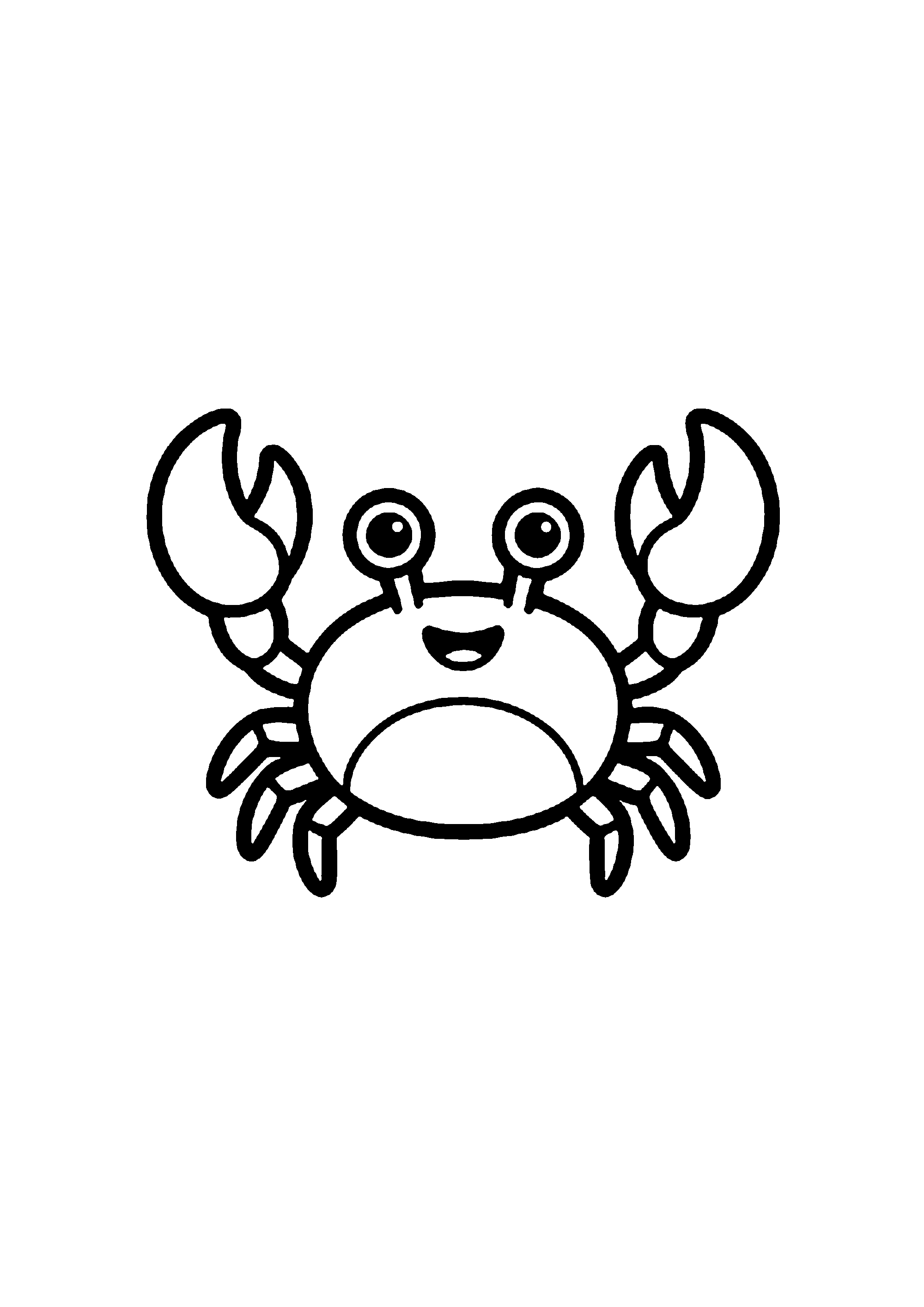 Coloriage aux contours nets : Petit Crabe Rouge Musicien des Océans