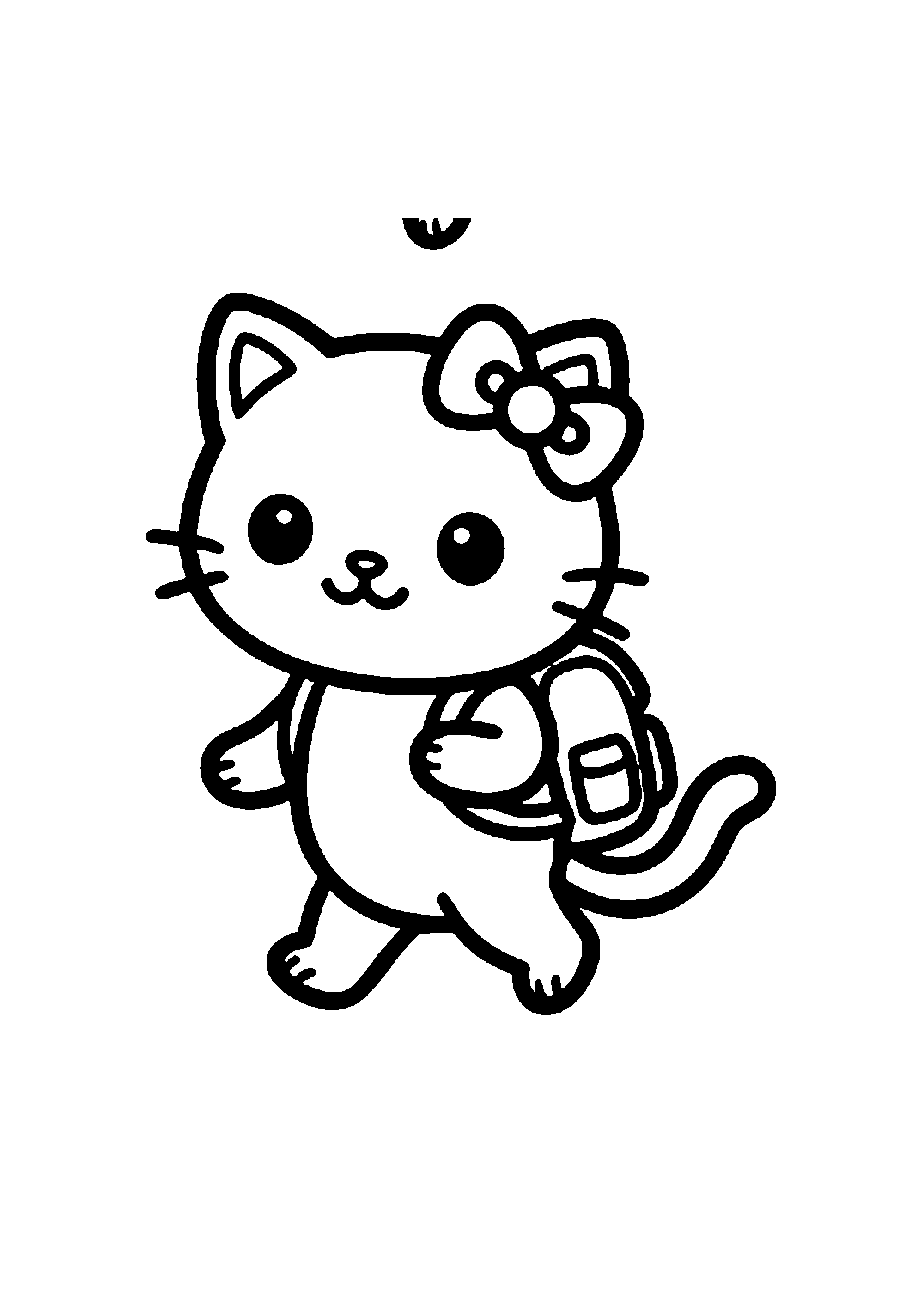 Coloriage aux contours nets : Hello Kitty Dégustant un Smoothie à la Fraise