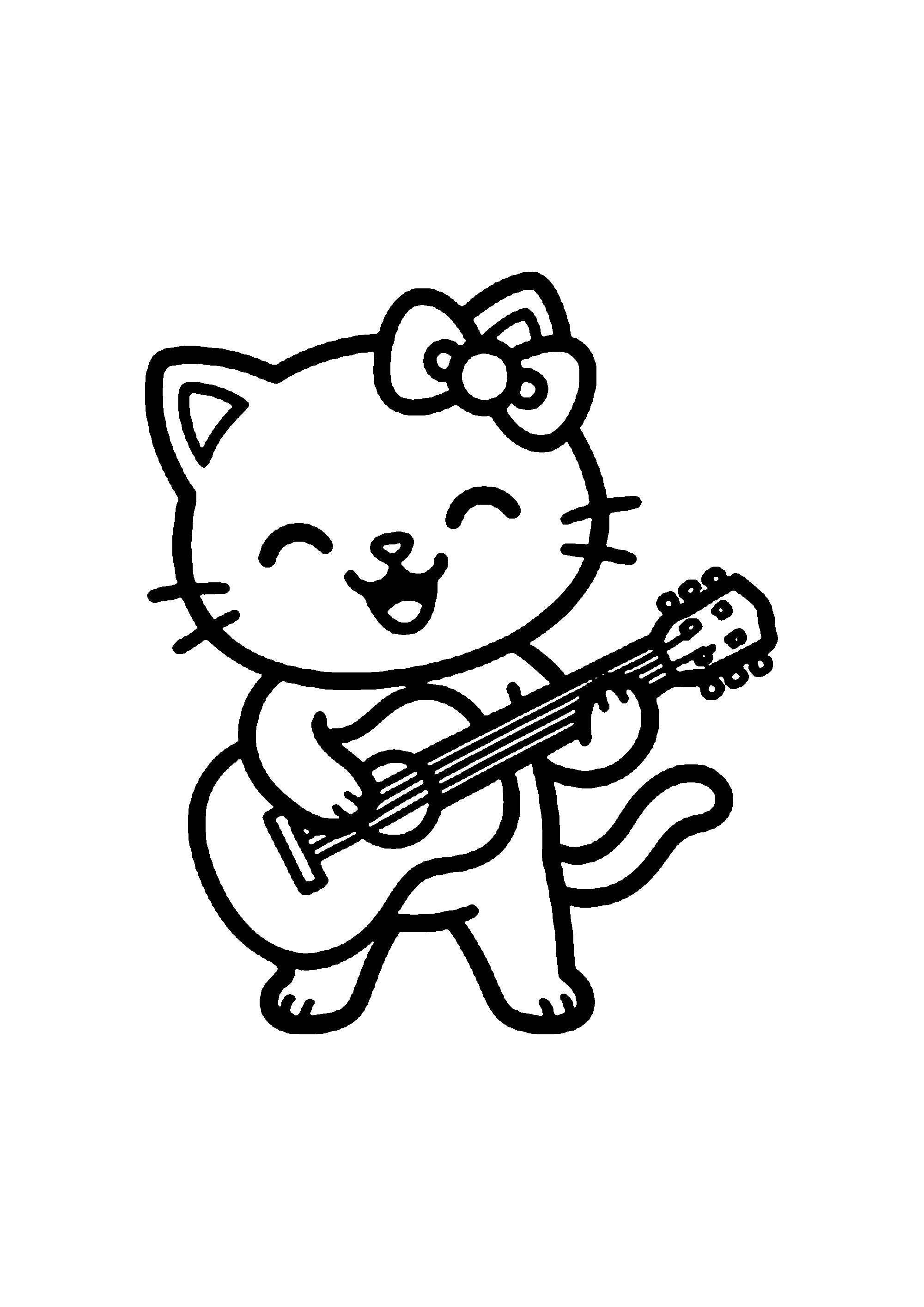 Coloriage aux contours nets : Hello Kitty Petite Artiste avec son Grand Pinceau