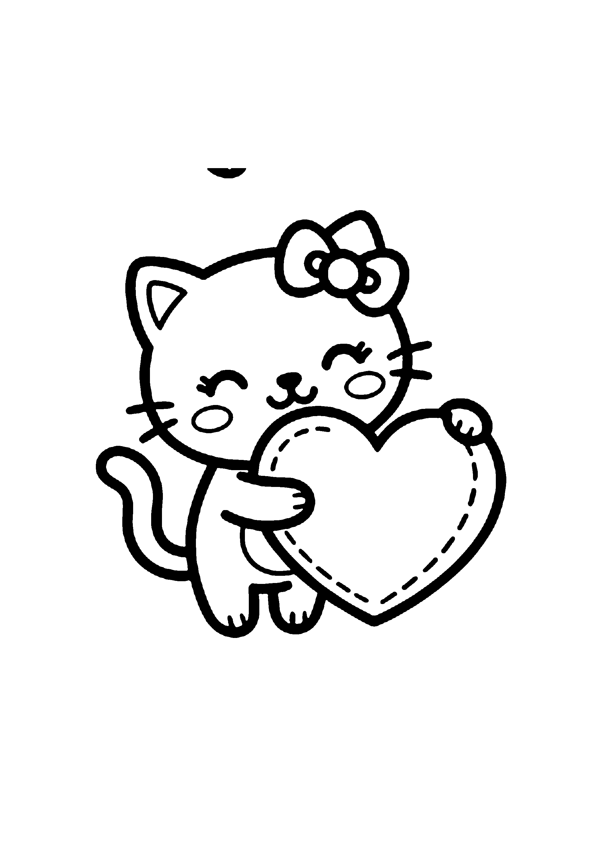 Coloriage aux contours nets : Hello Kitty Heureuse se Balançant au Jardin