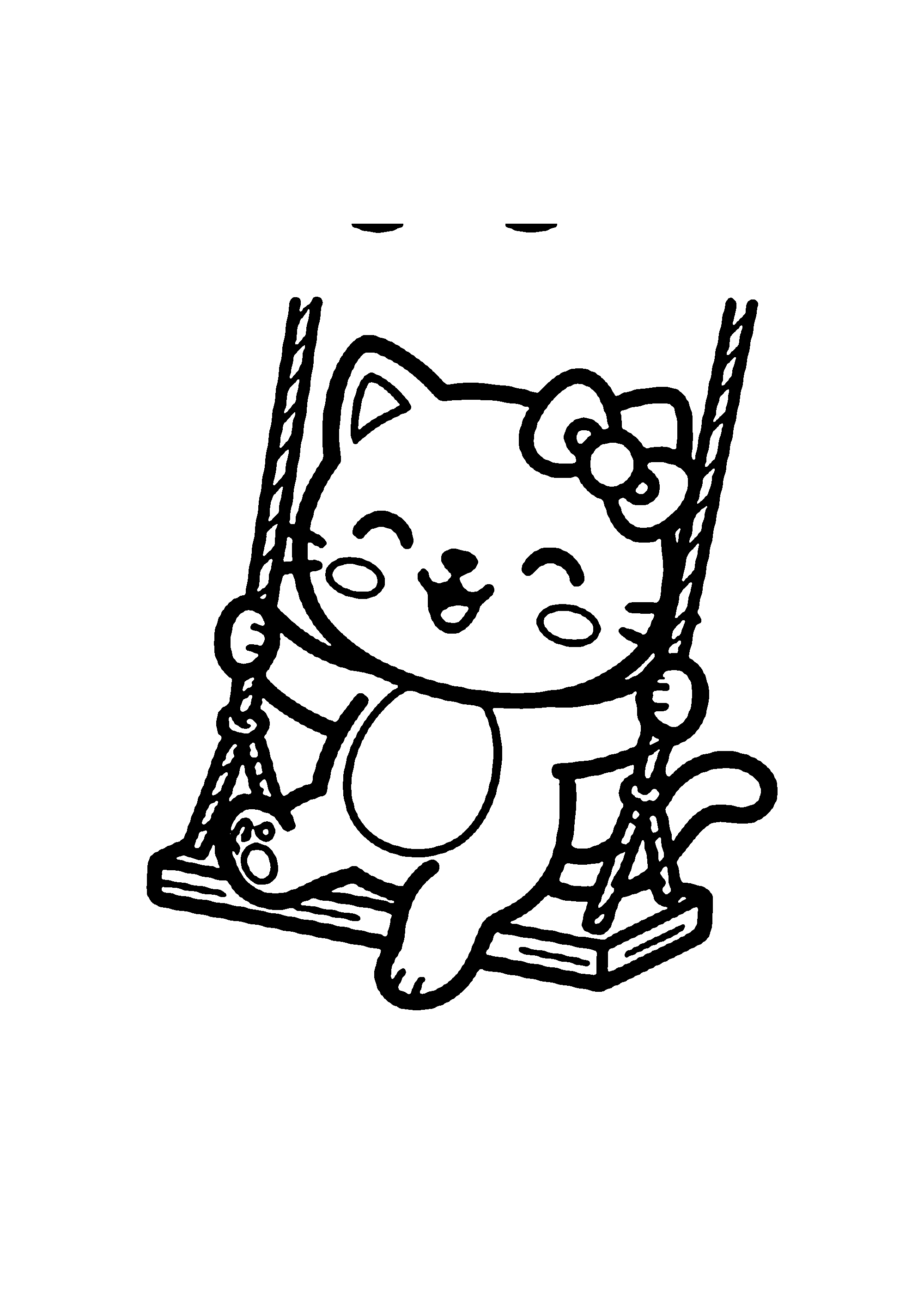 Coloriage aux contours nets : Hello Kitty Apprenant les Lettres de l'Alphabet