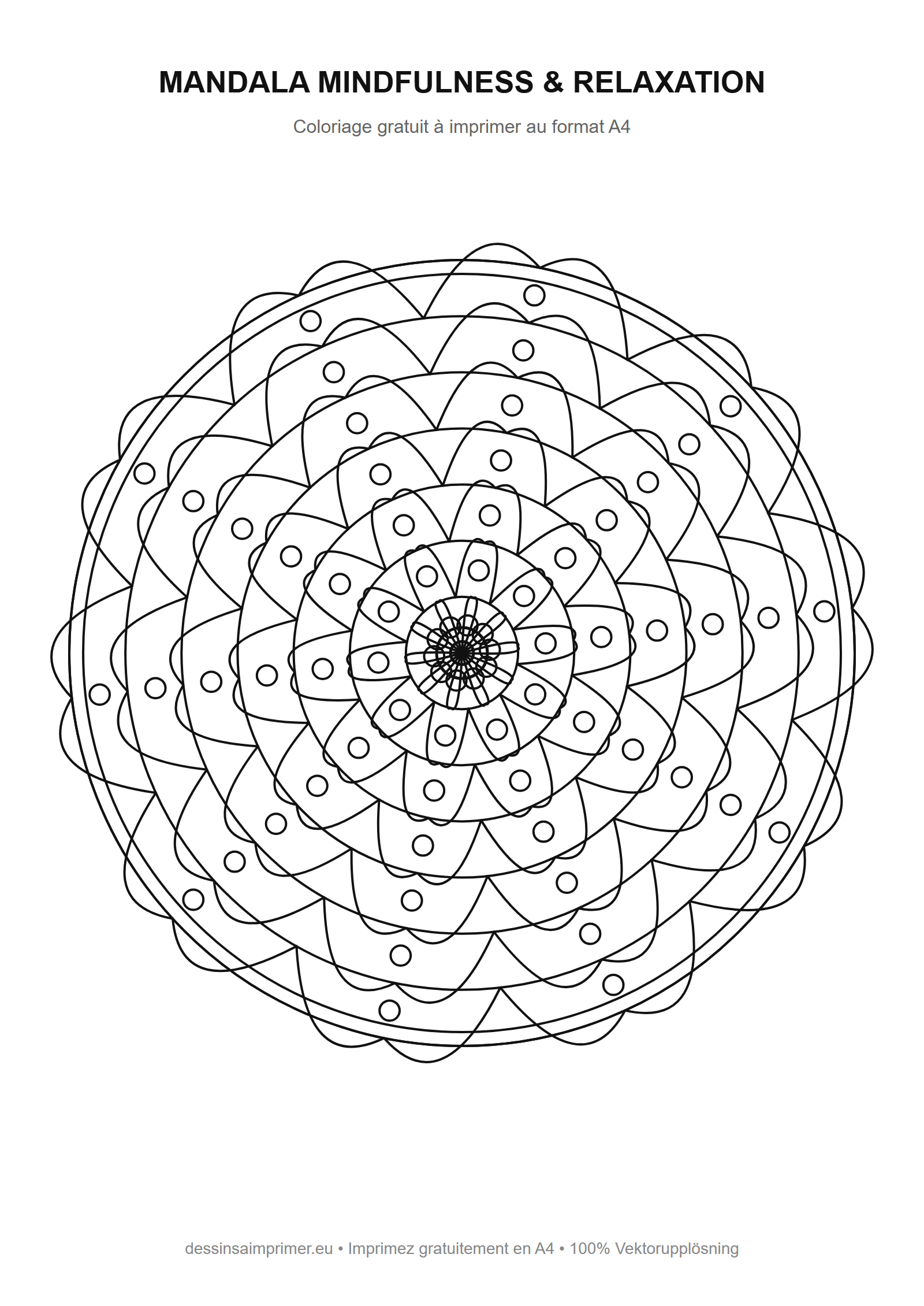 Coloriage aux contours nets : Mandala Floral Nature