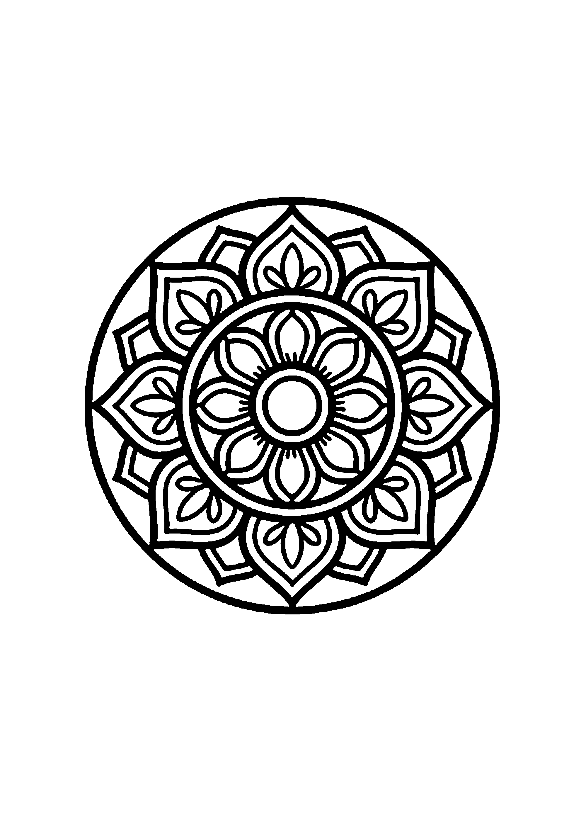 Coloriage aux contours nets : Mandala Géométrique d'Équilibre