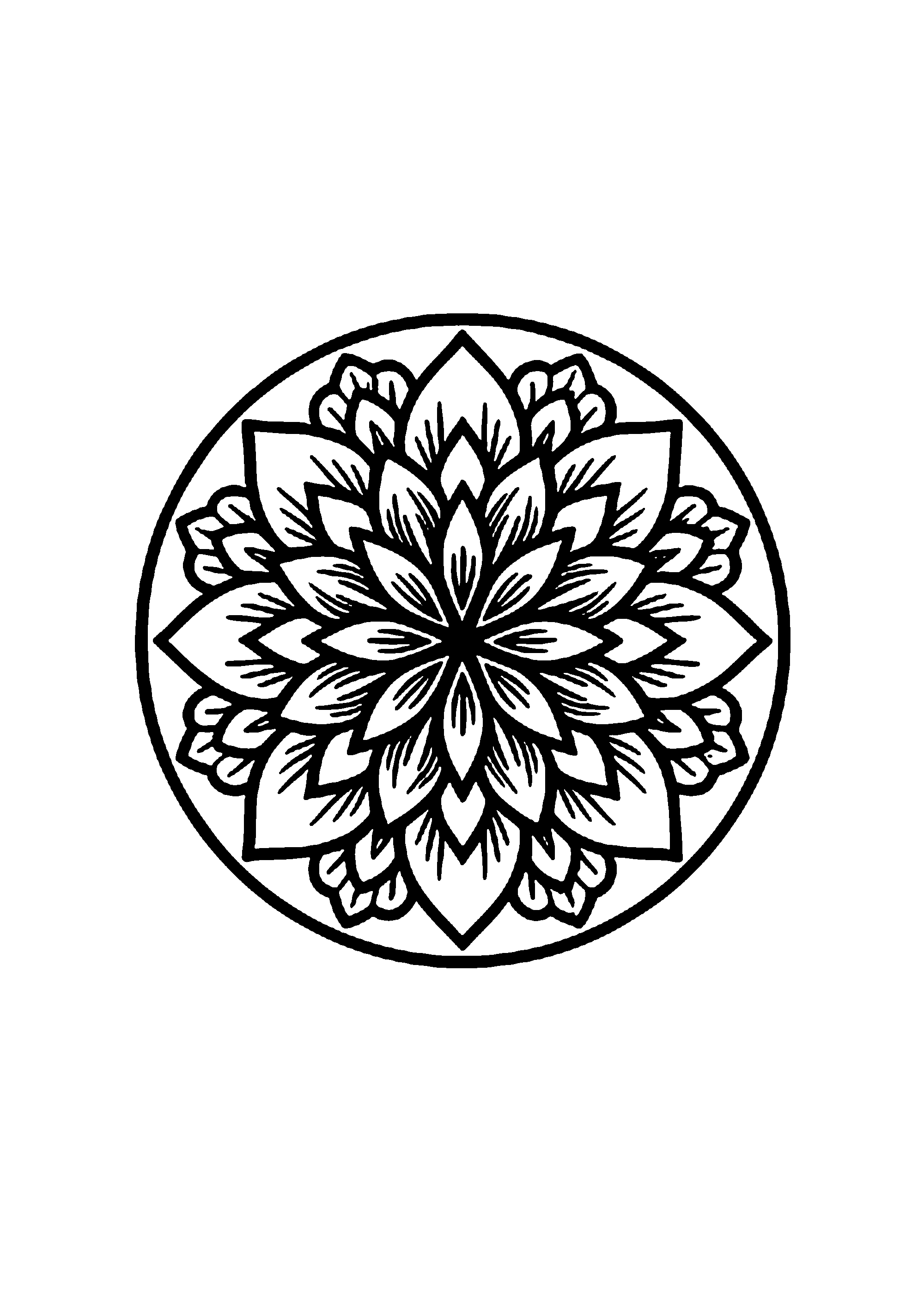 Coloriage aux contours nets : Mandala Géométrique d'Équilibre