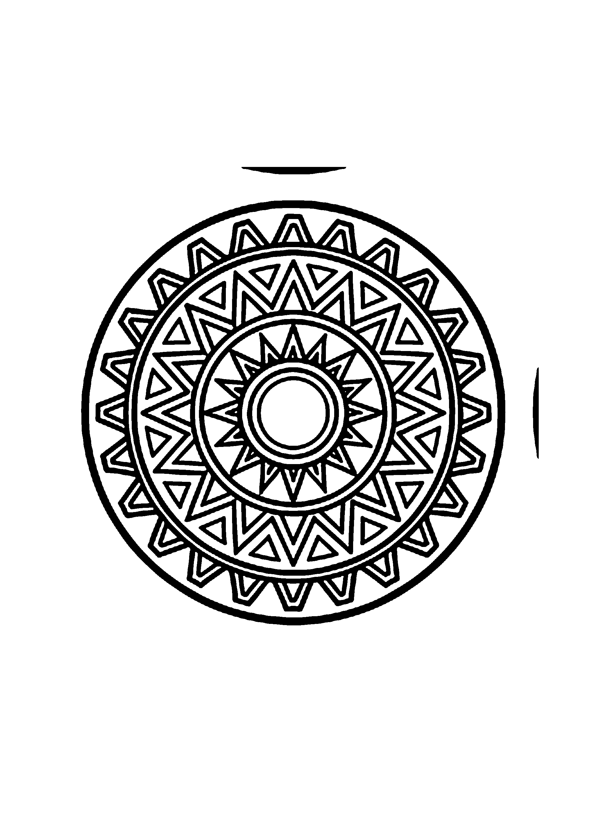 Coloriage aux contours nets : Rosace Solaire Rayonnante aux Motifs Floraux