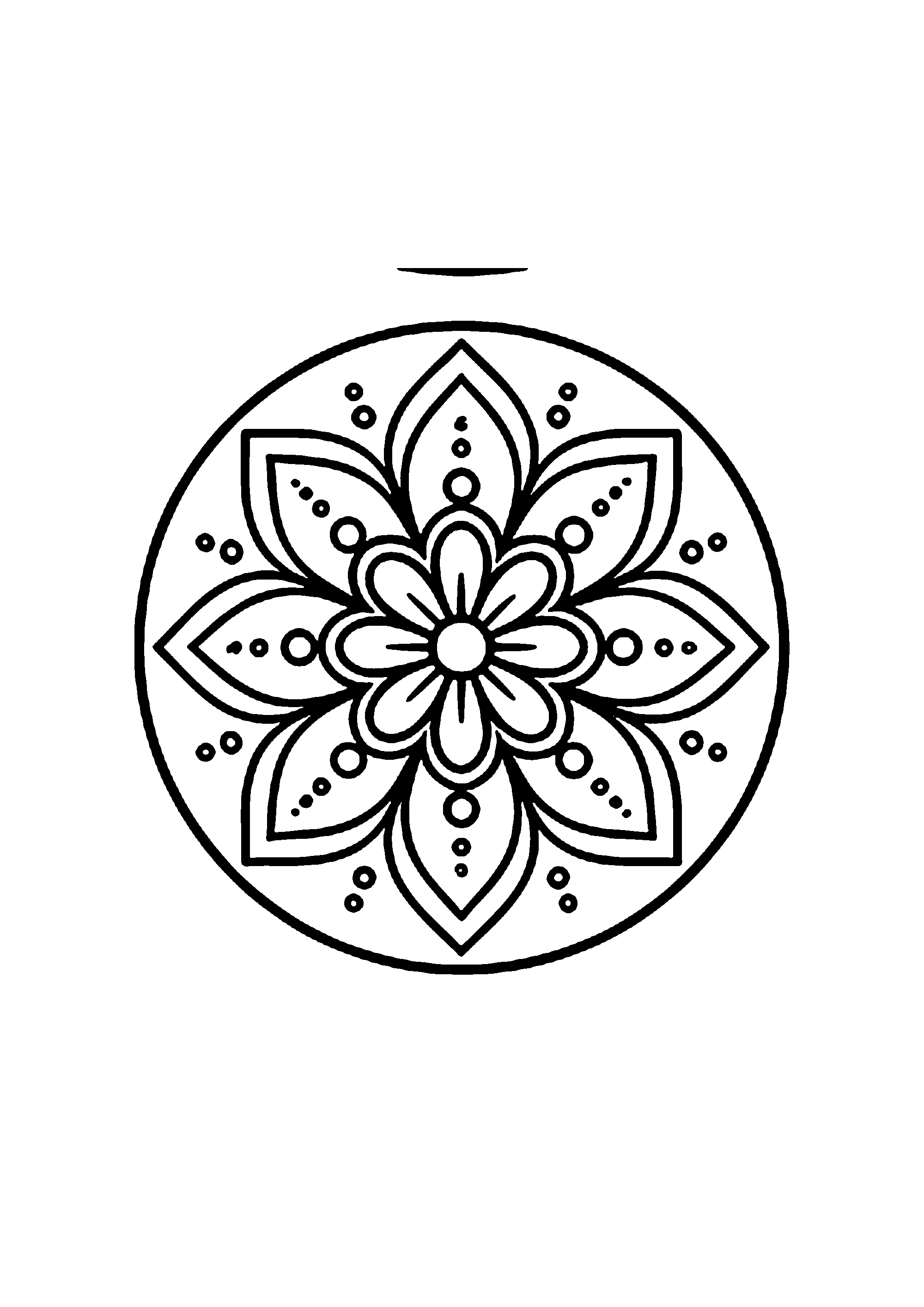 Coloriage aux contours nets : Mandala Floral Nature