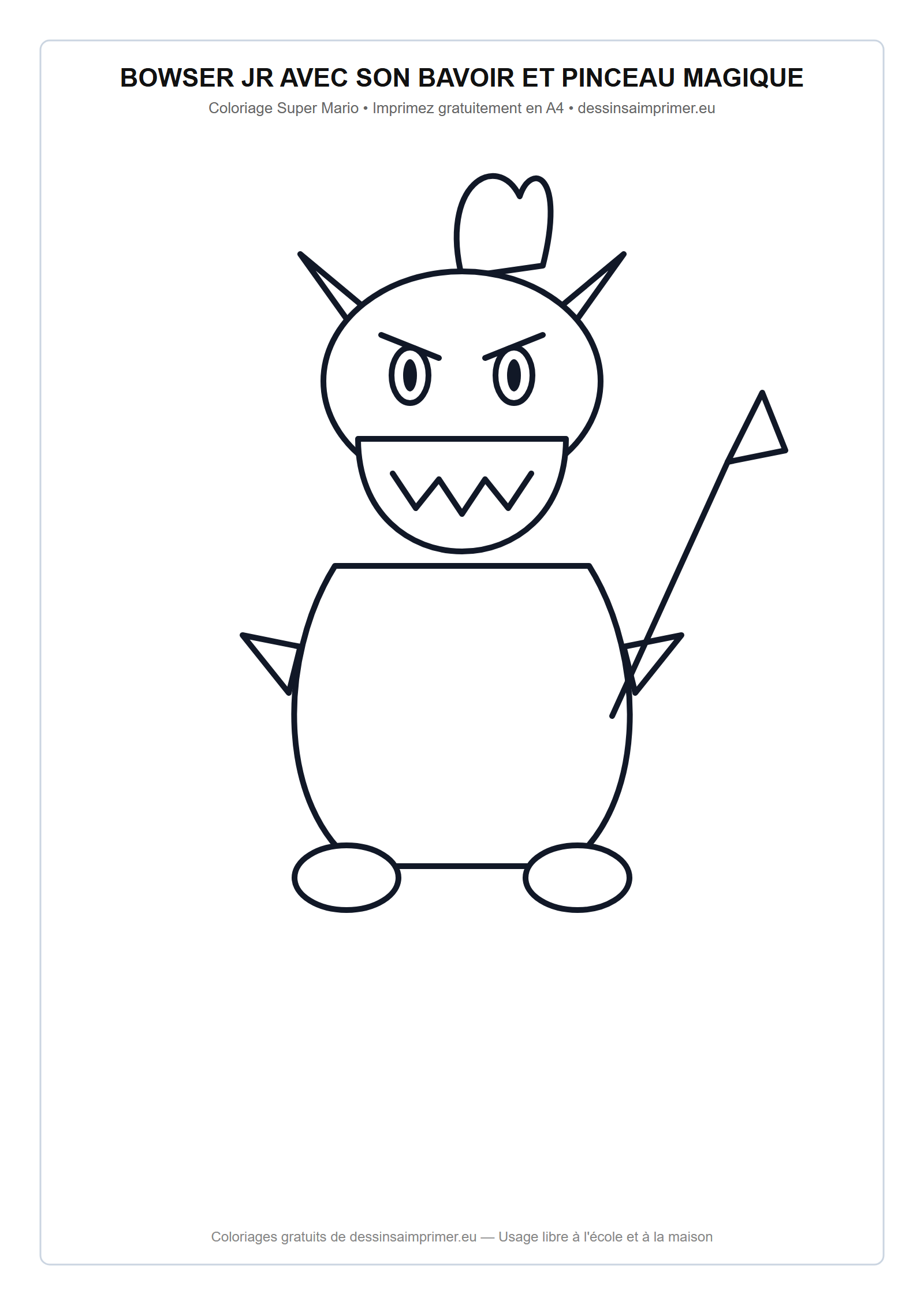 Coloriage aux contours nets : Bowser Jr avec son Bavoir et Pinceau Magique