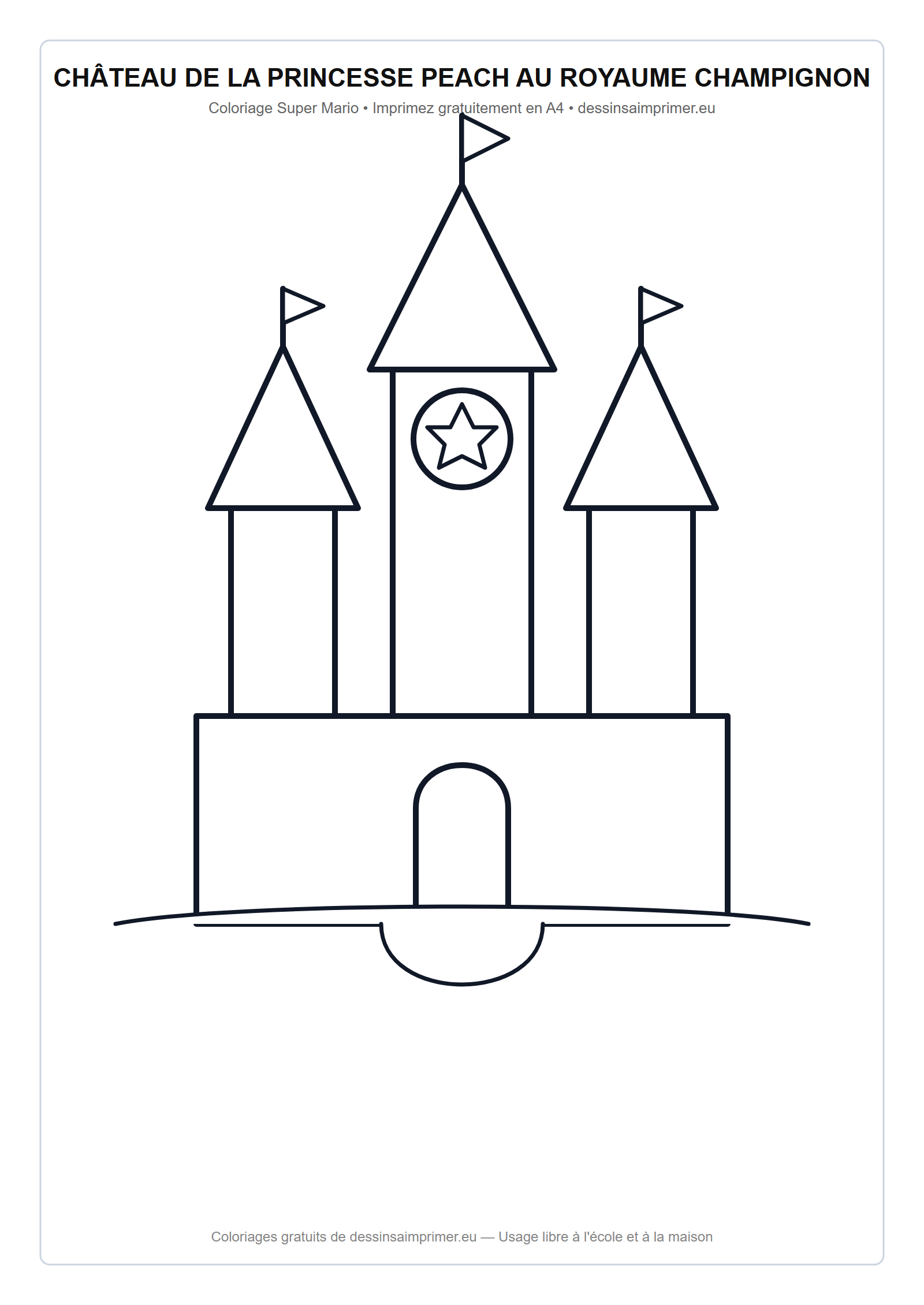 Coloriage aux contours nets : Château de la Princesse Peach au Royaume Champignon
