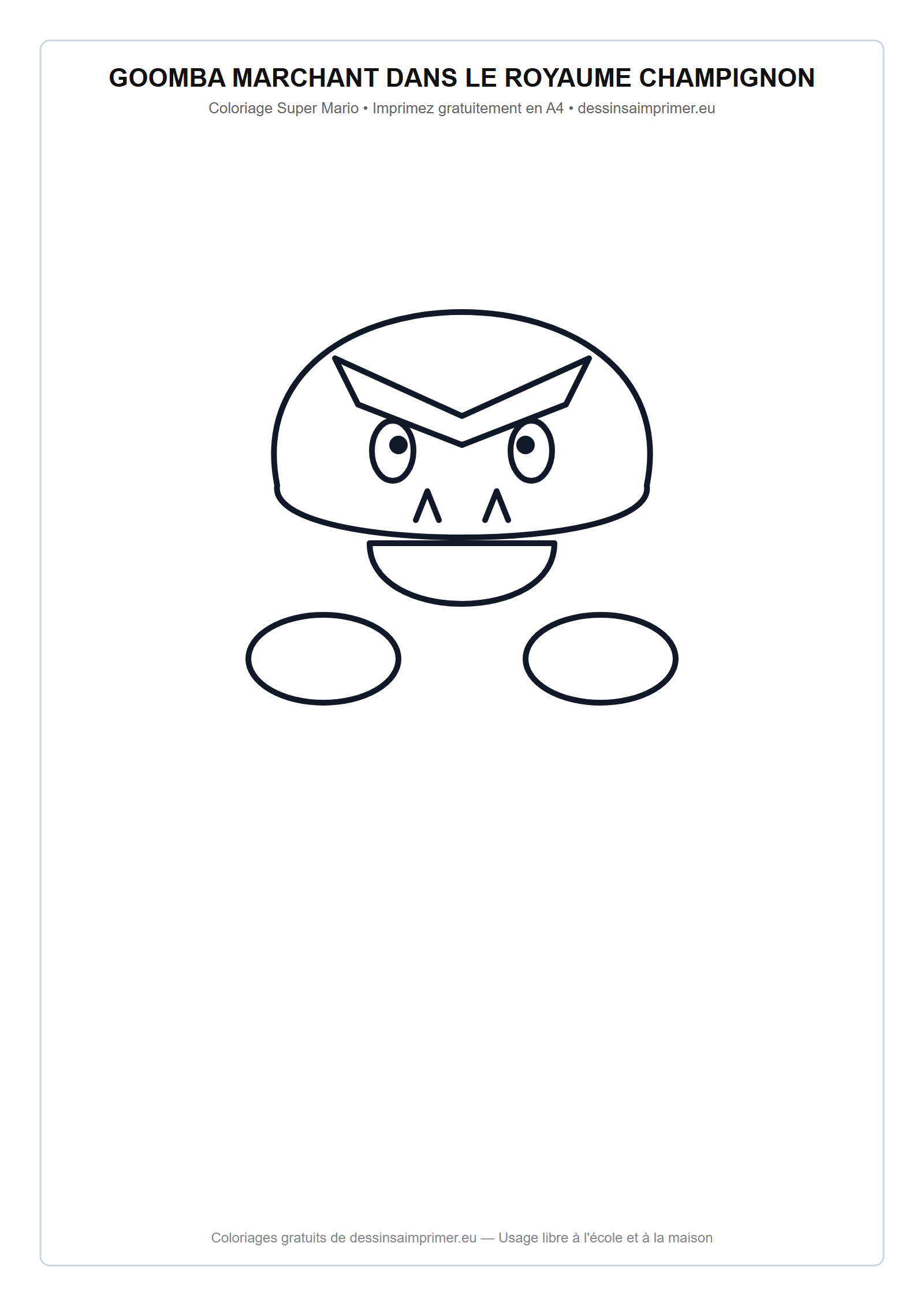 Coloriage aux contours nets : Goomba Marchant dans le Royaume Champignon