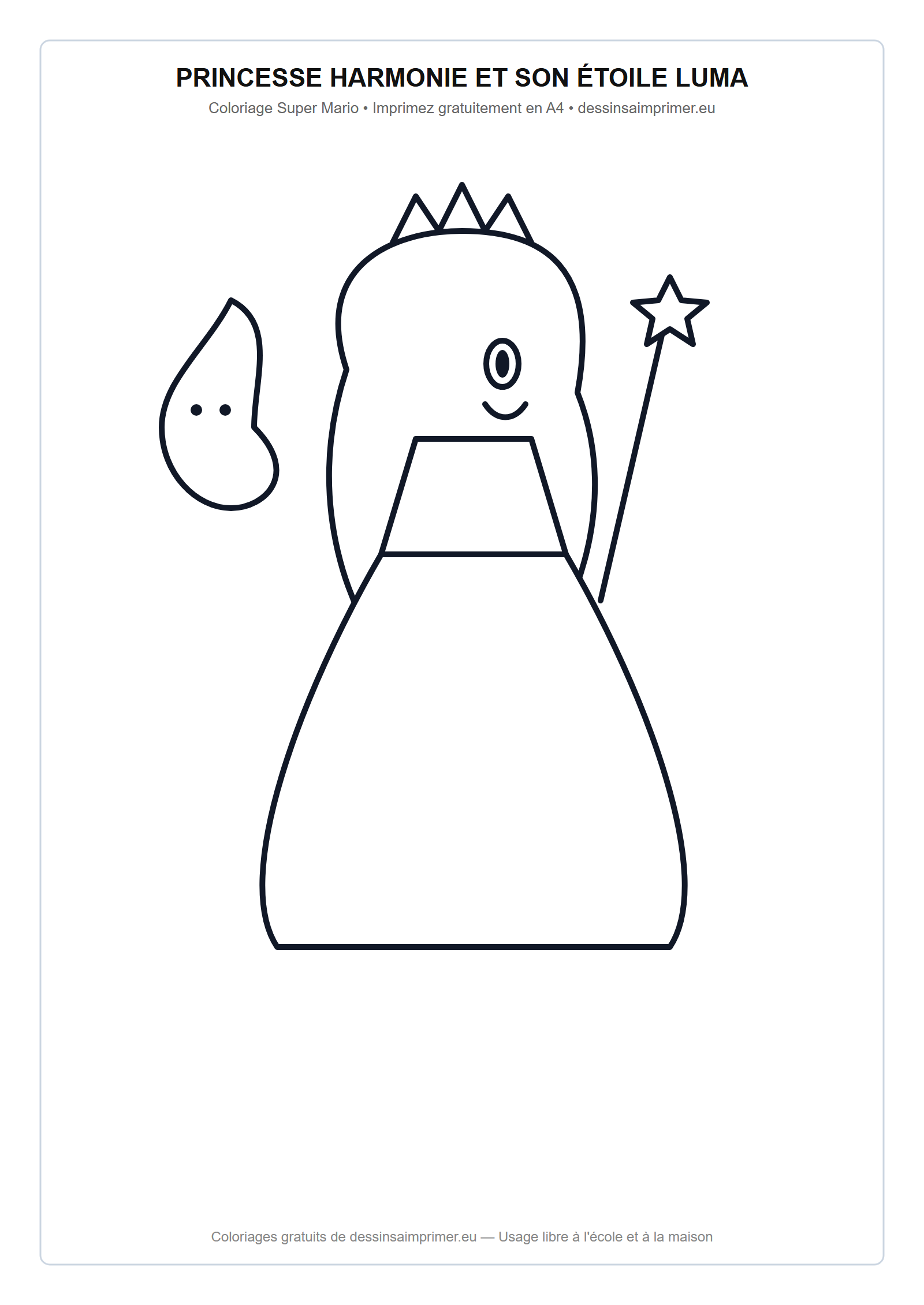 Coloriage aux contours nets : Princesse Harmonie et son Étoile Luma