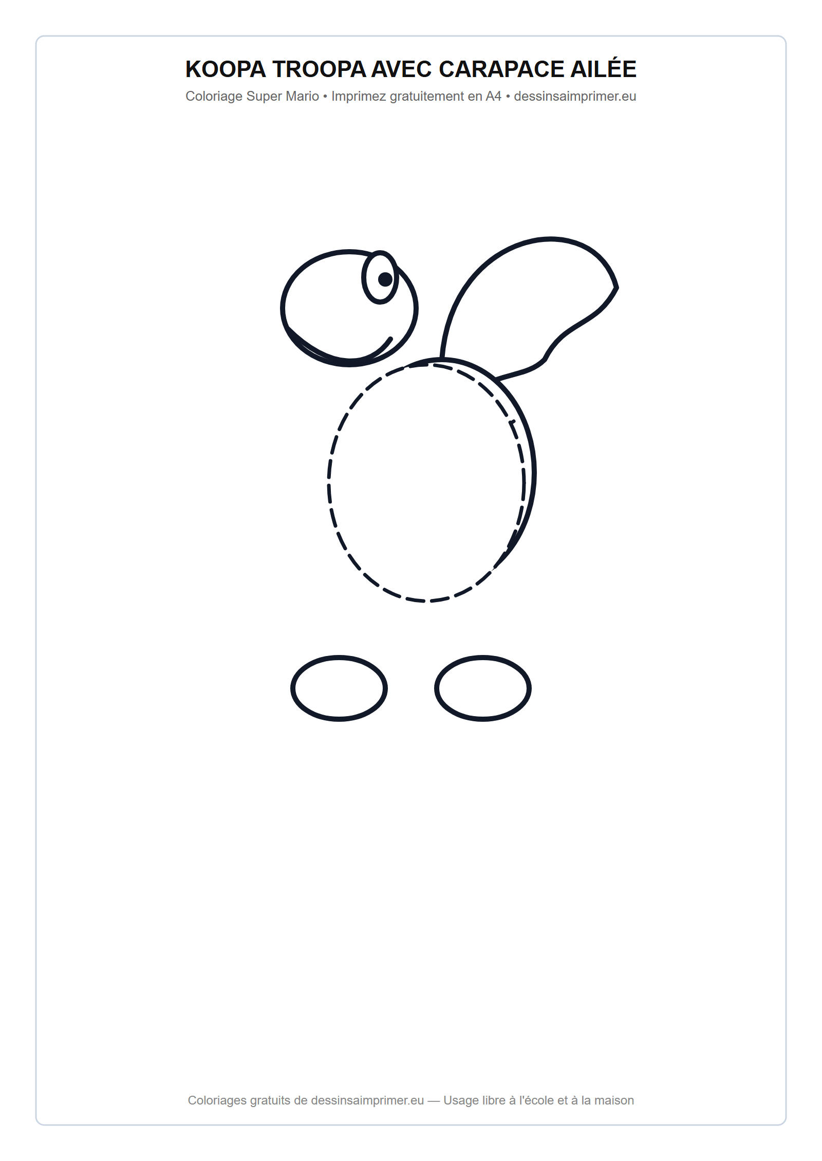 Coloriage aux contours nets : Koopa Troopa avec Carapace Ailée