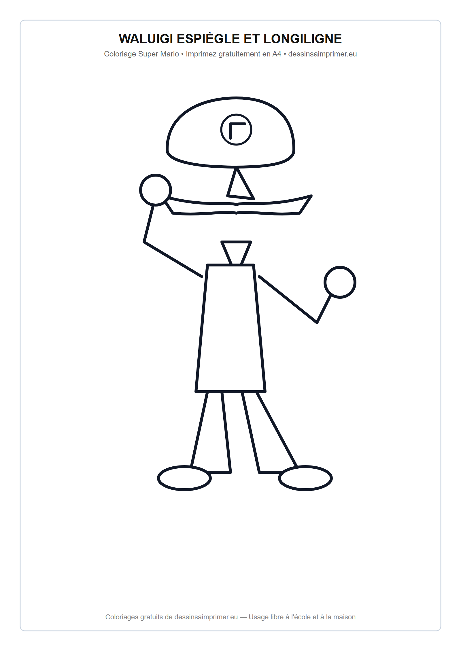 Coloriage aux contours nets : Waluigi Espiègle et Longiligne