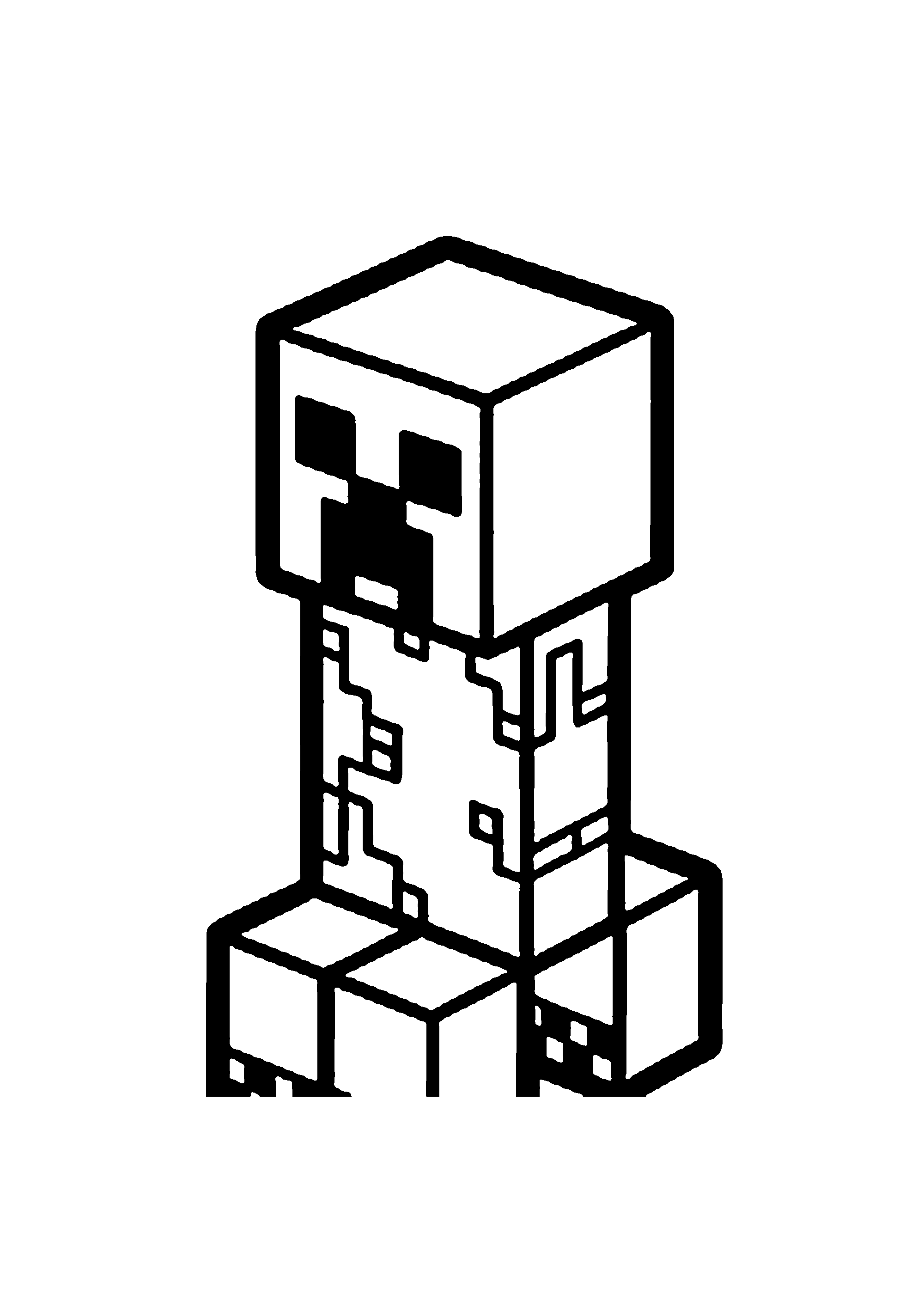 Coloriage aux contours nets : Creeper Furtif dans la Forêt Sombre