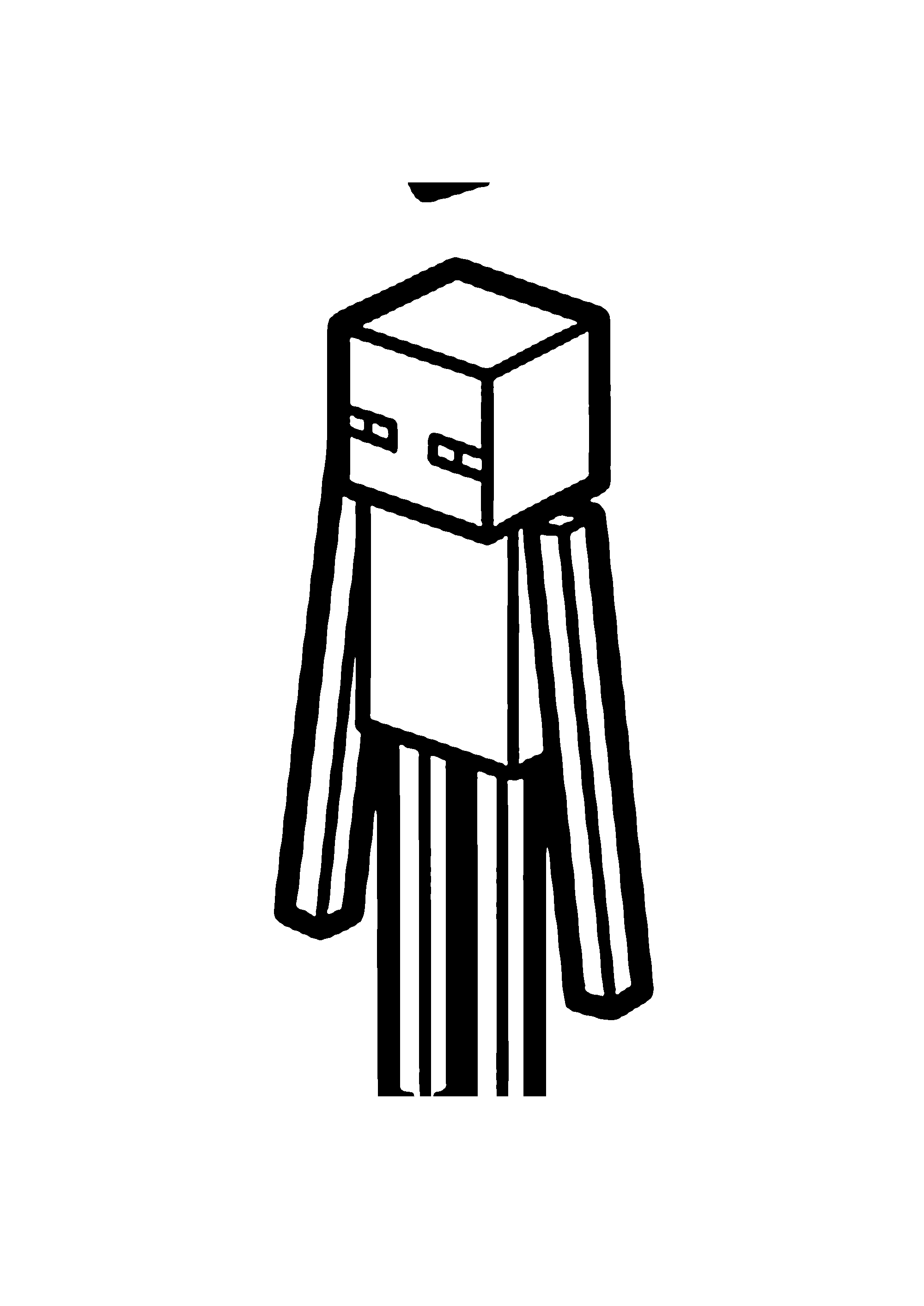 Coloriage aux contours nets : Enderman Téléporté avec son Bloc de Terre