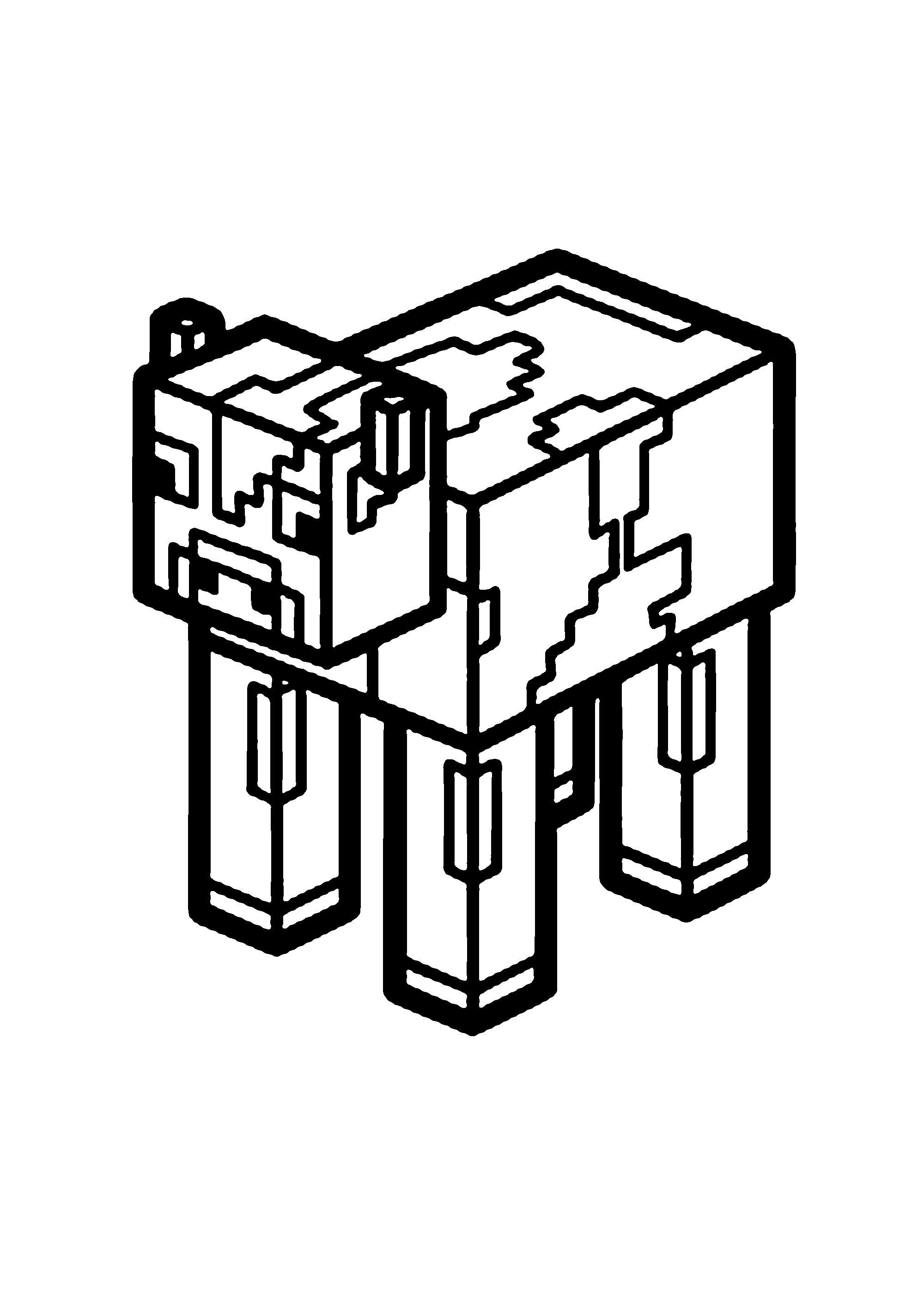 Coloriage aux contours nets : Vache Pixelisée Paisible au Pâturage