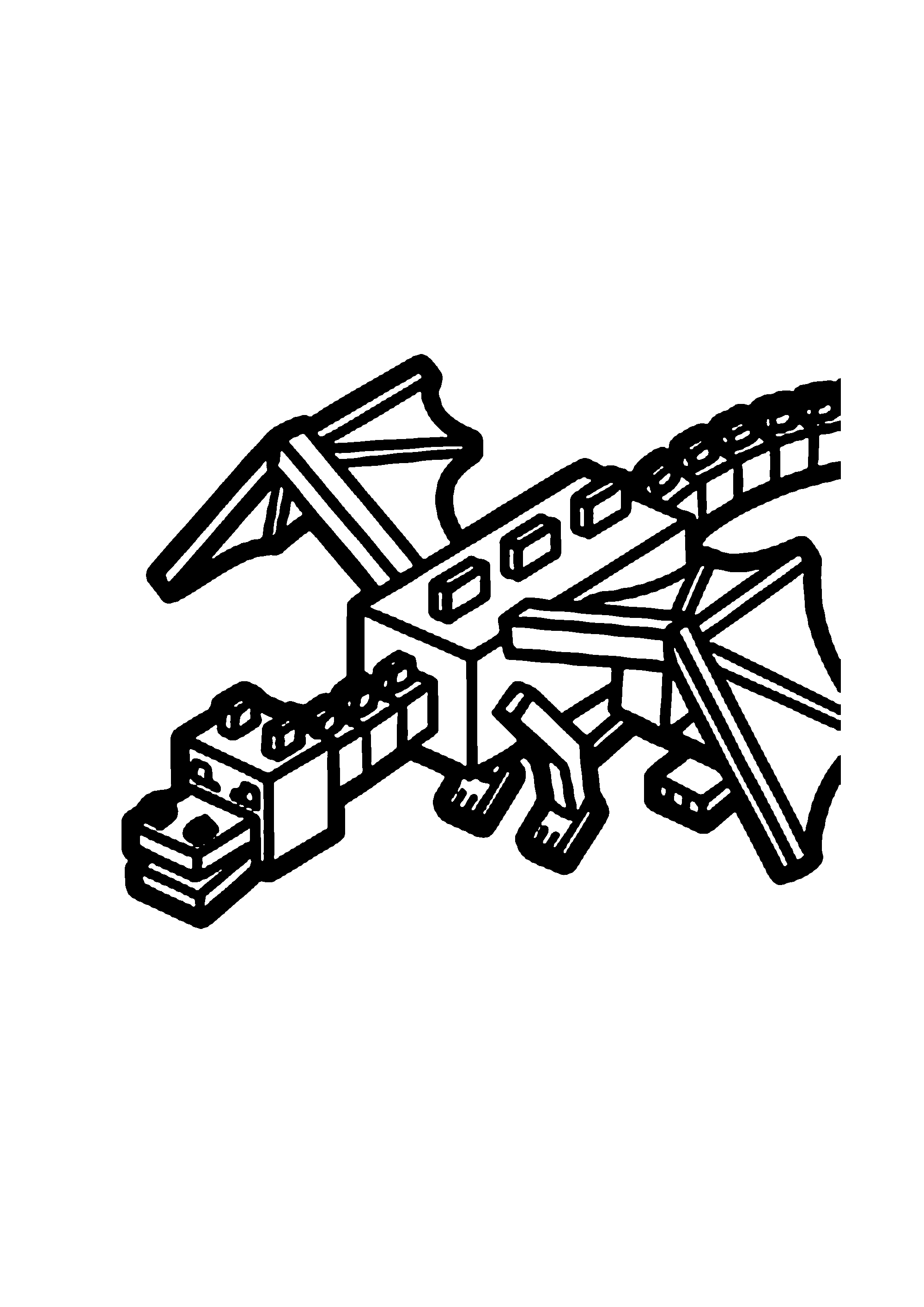Coloriage aux contours nets : Chariot de Mine sur les Rails d'Or