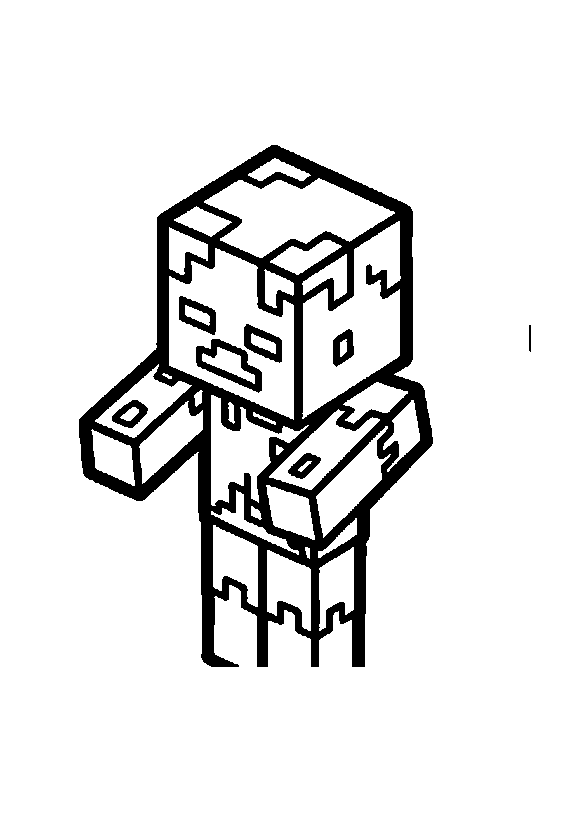Coloriage aux contours nets : Forteresse du Nether aux Ponts de Briques