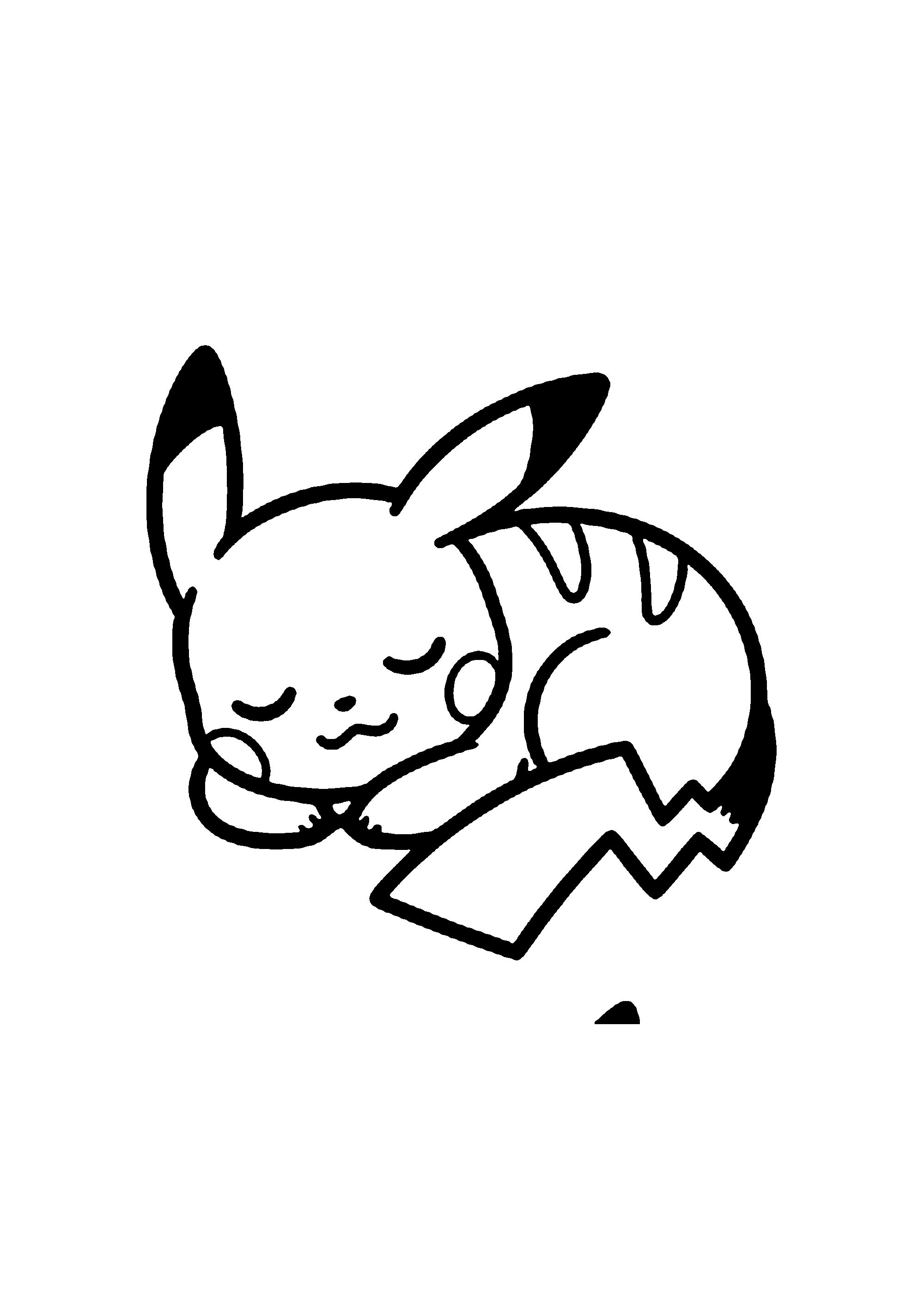 Coloriage aux contours nets : Pikachu Détective avec sa Casquette d'Enquêteur