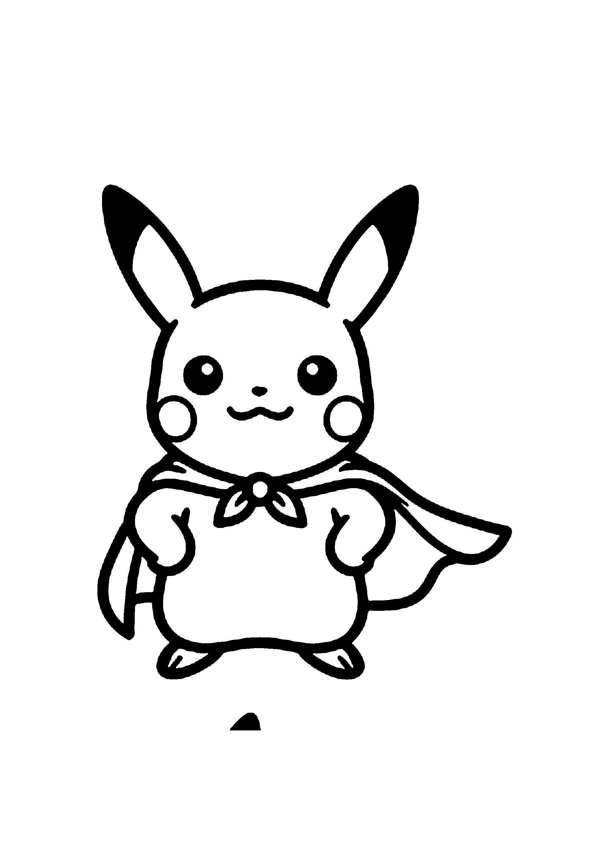 Coloriage aux contours nets : Pikachu Super-Héros avec Cape au Vent
