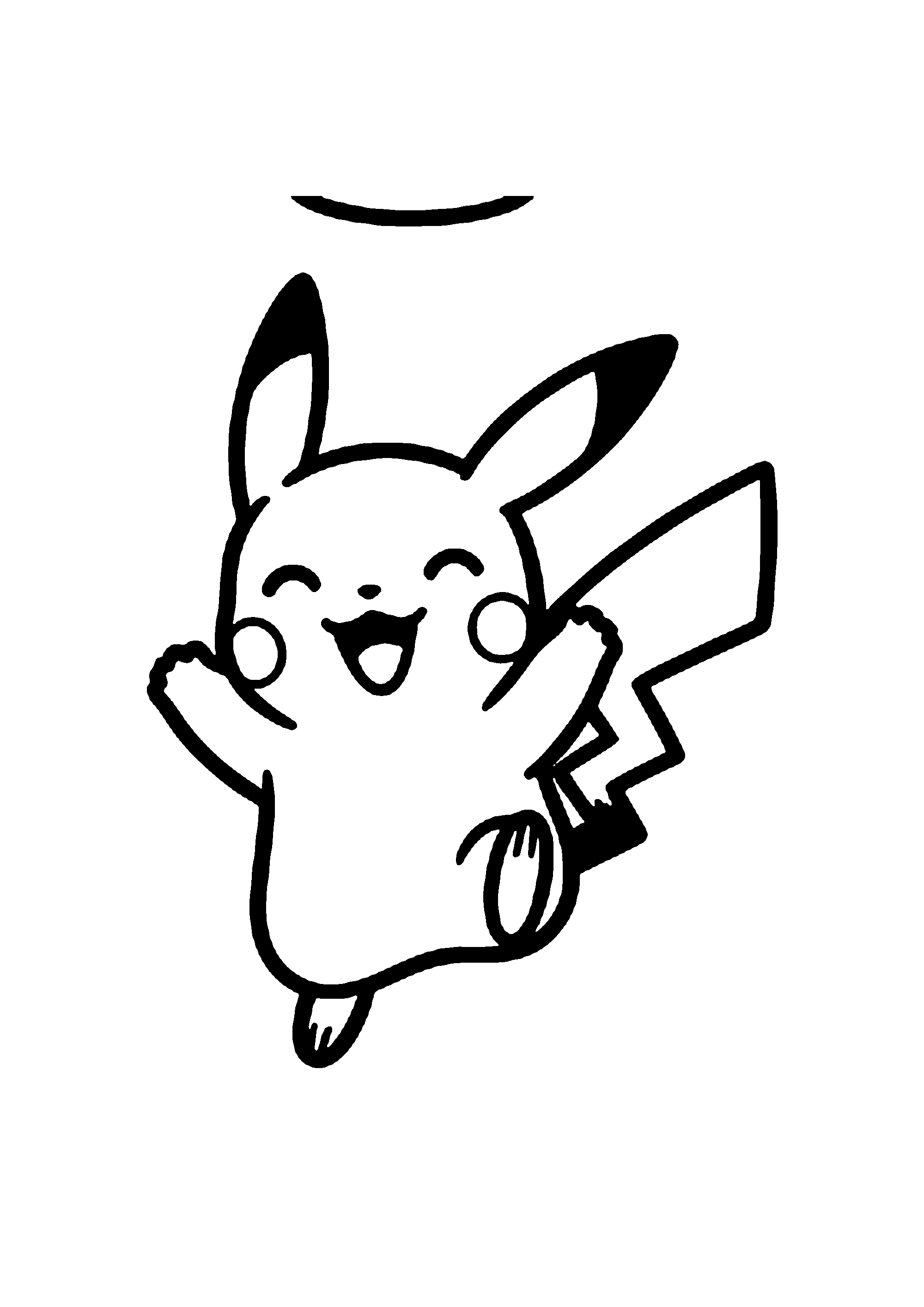 Coloriage aux contours nets : Pikachu Plein d'Énergie Dansant de Joie