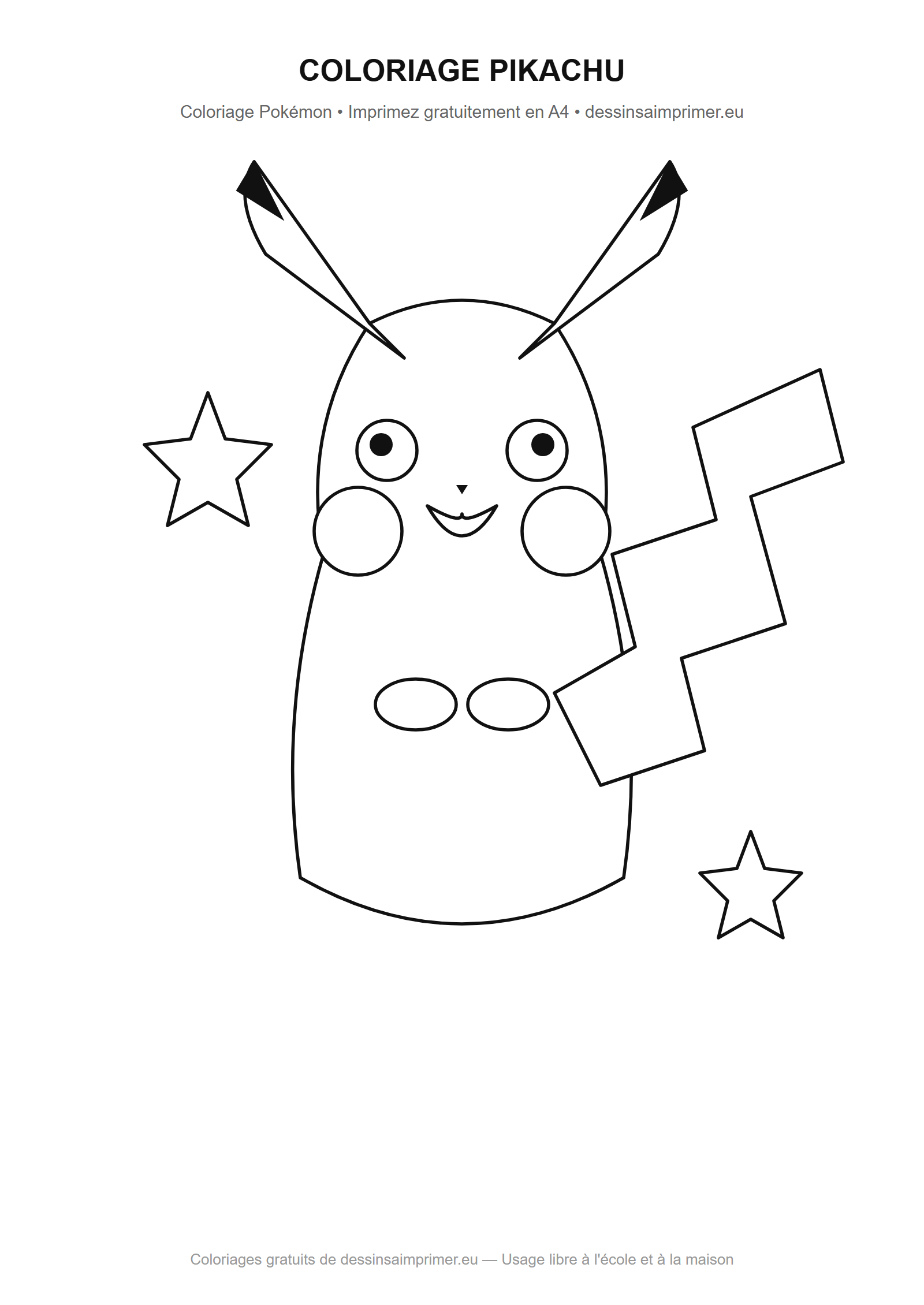 Coloriage aux contours nets : Coloriage Pikachu
