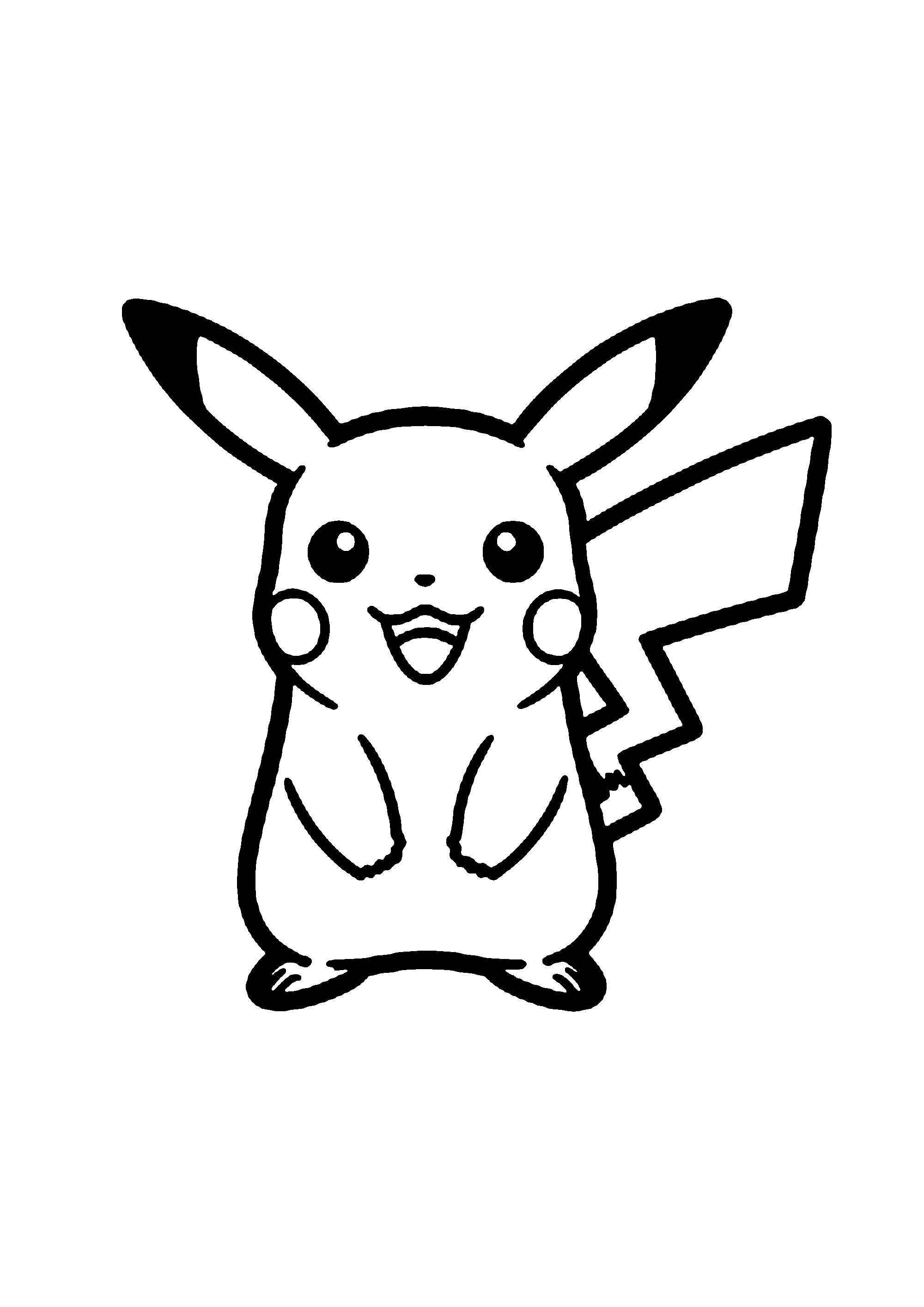 Coloriage aux contours nets : Coloriage Pikachu