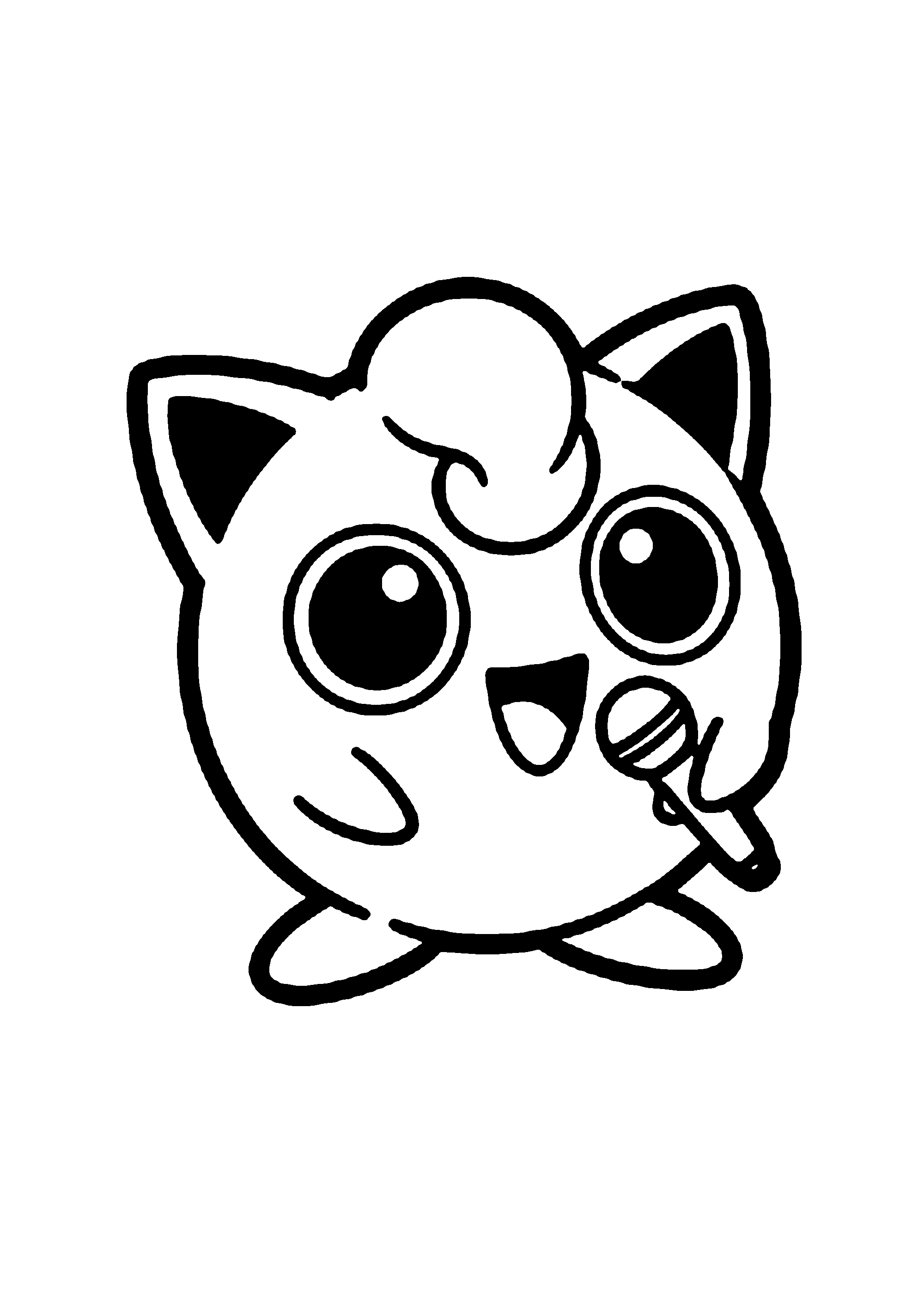 Coloriage aux contours nets : Coloriage Jigglypuff
